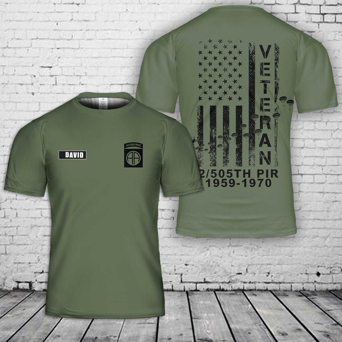 Custom Unit & Year US Army 82nd Airborne Paratroopers 3D T-Shirt