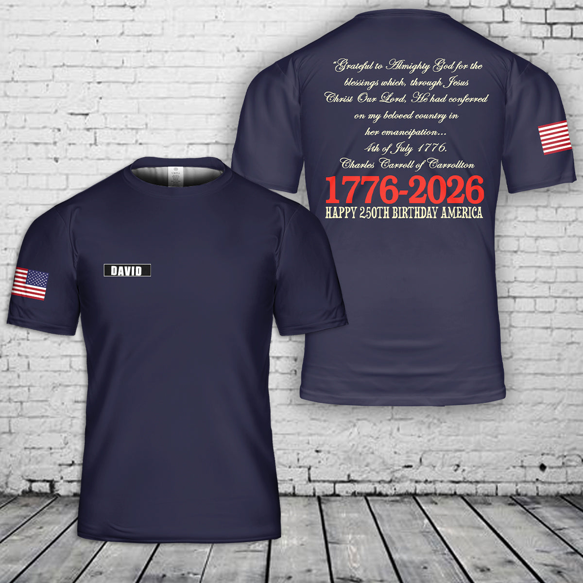 Custom name 250th Birthday 1776-2026 3D T-Shirt