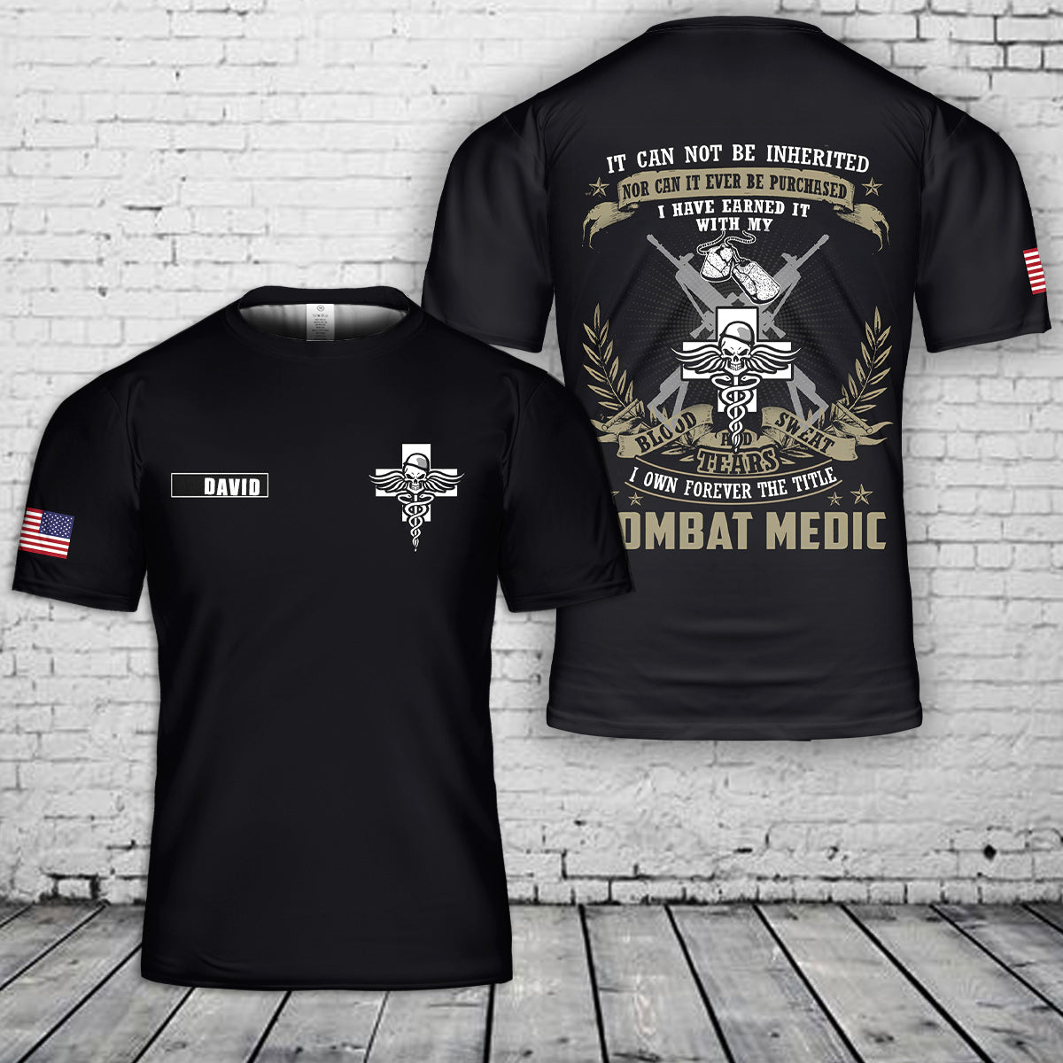 Custom name Combat Medic 3D T-Shirt