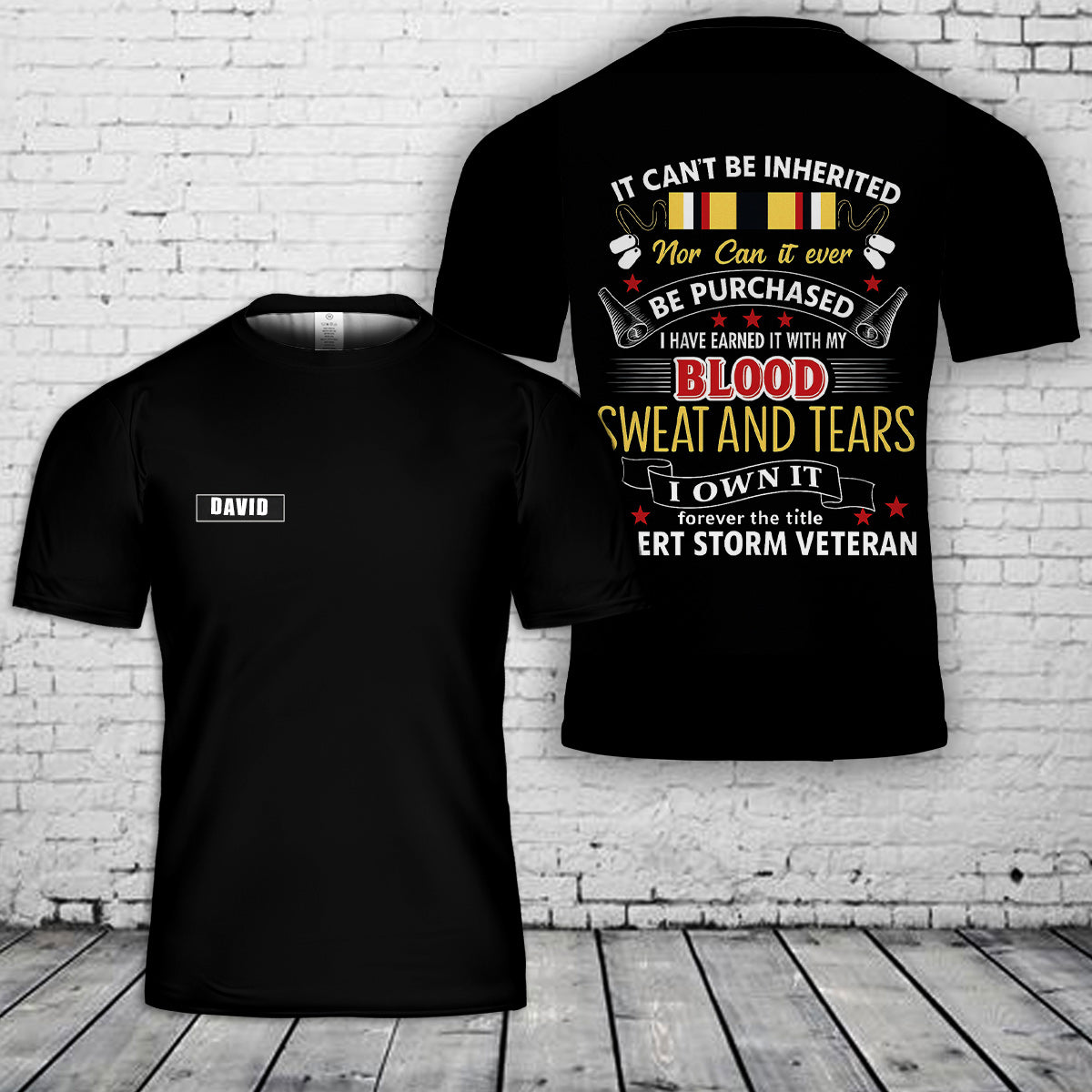 Custom name Desert Storm Veteran 3D T-Shirt