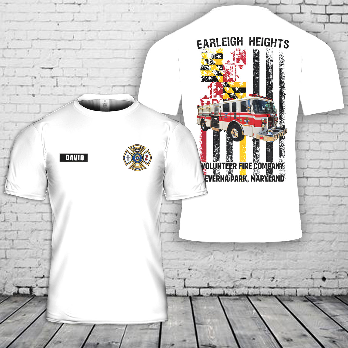 Custom name Earleigh Heights Volunteer Fire Company, Severna Park, Maryland 3D T-Shirt