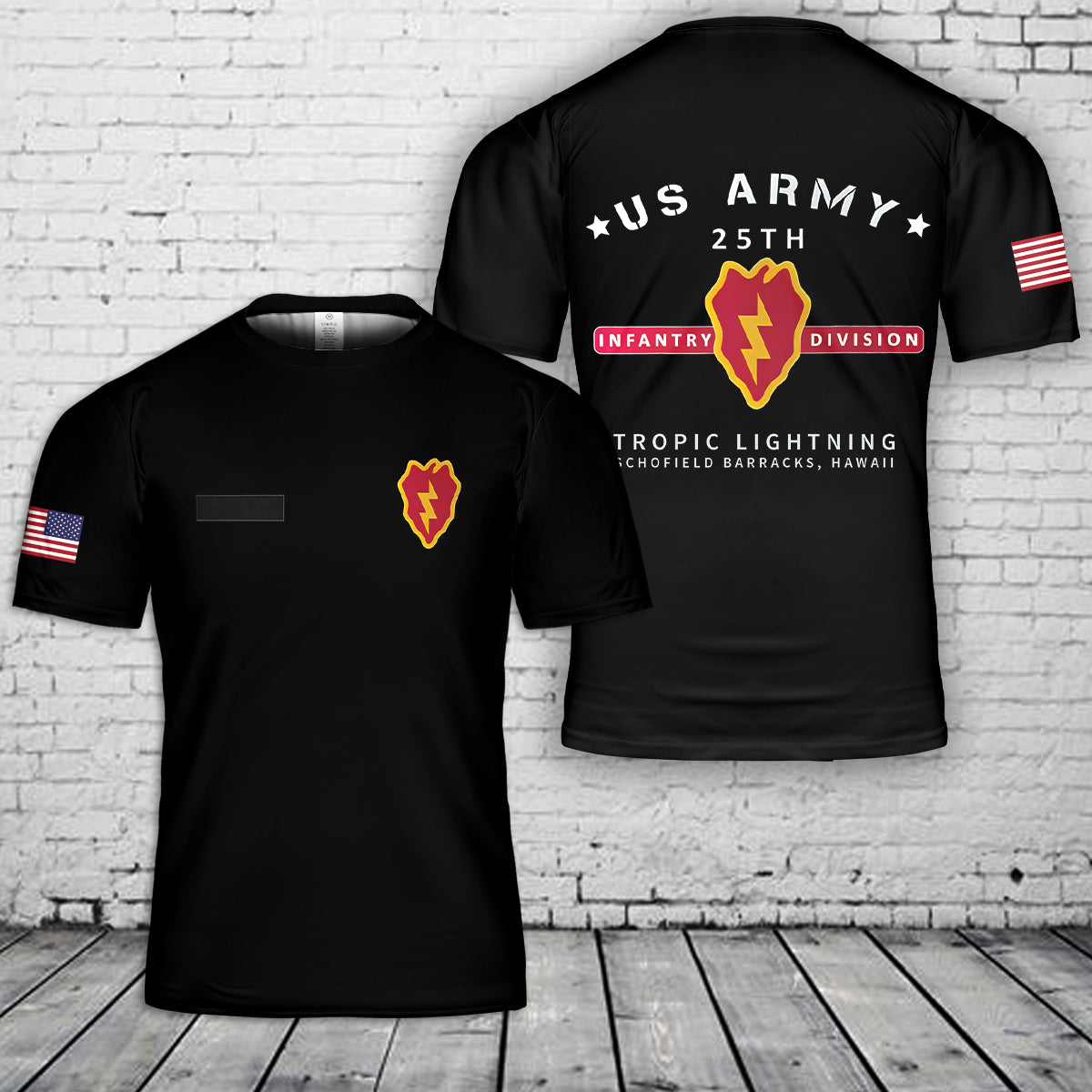 Custom name US Army 25th Infantry Division 3D T-Shirt