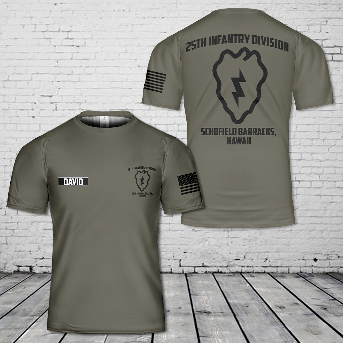 Custom name US Army 25th Infantry Division 3D T-Shirt