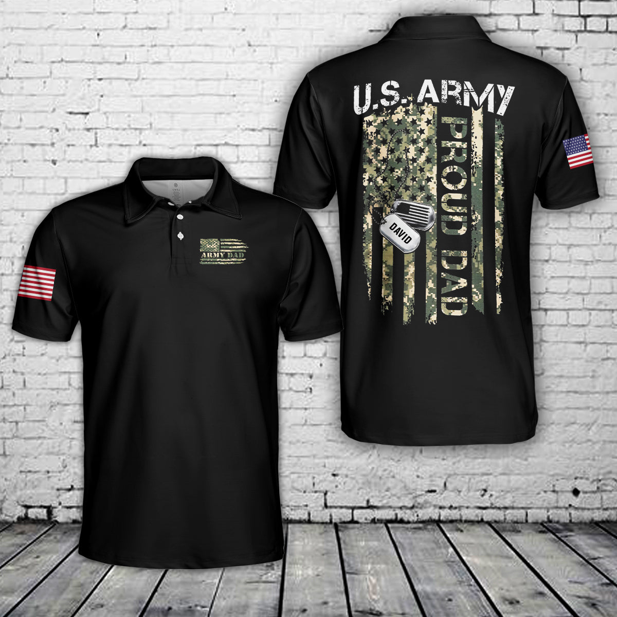 Custom name US Army Dad Polo Shirt