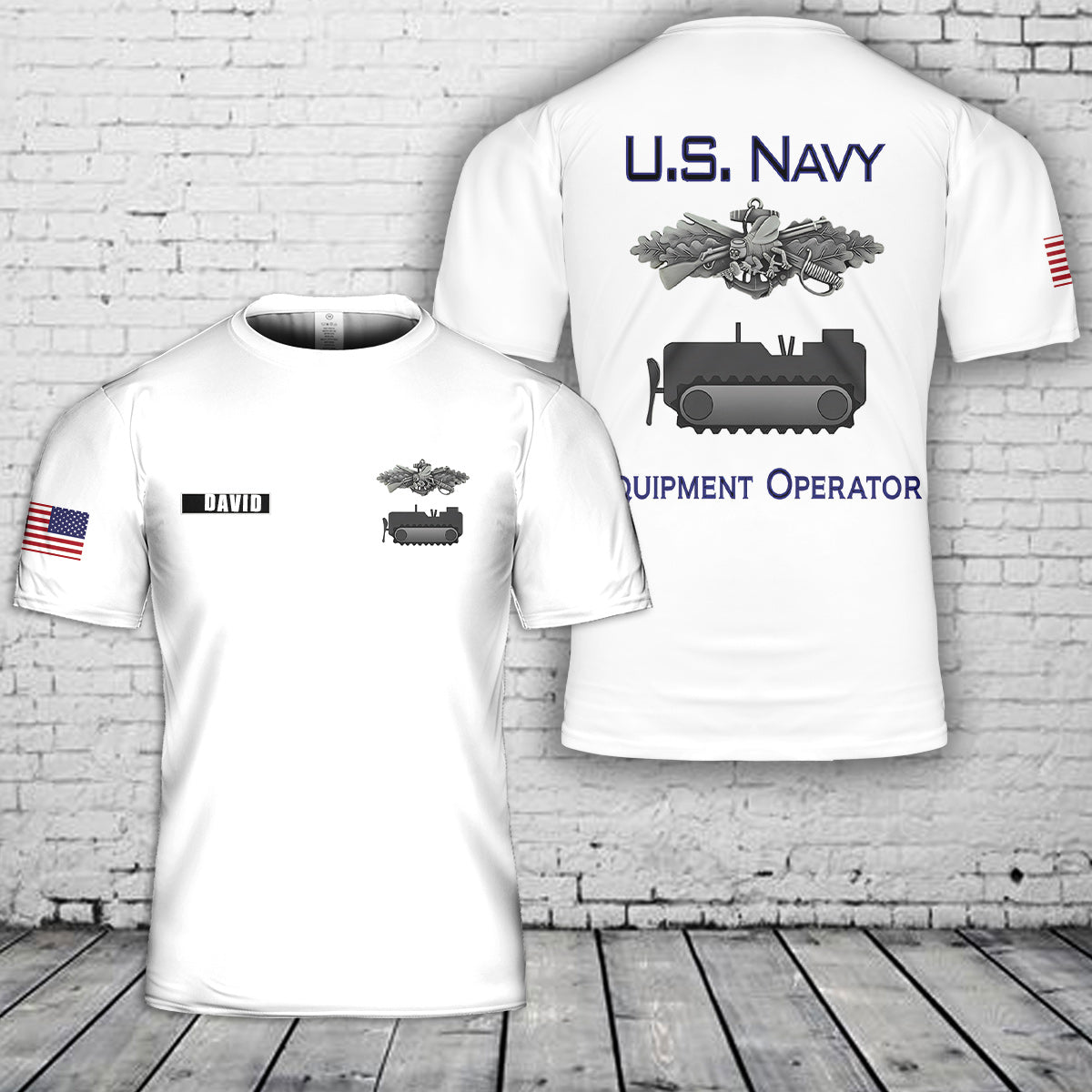 Custom name US Navy Equipment Operator 3D T-Shirt