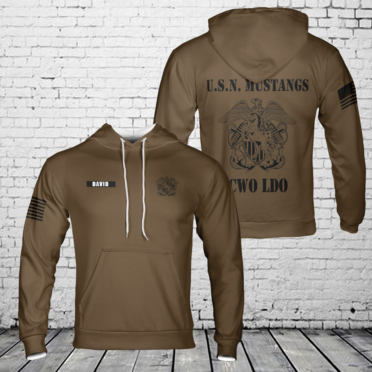 Custom name US Navy Mustang Officer 3D Hoodie