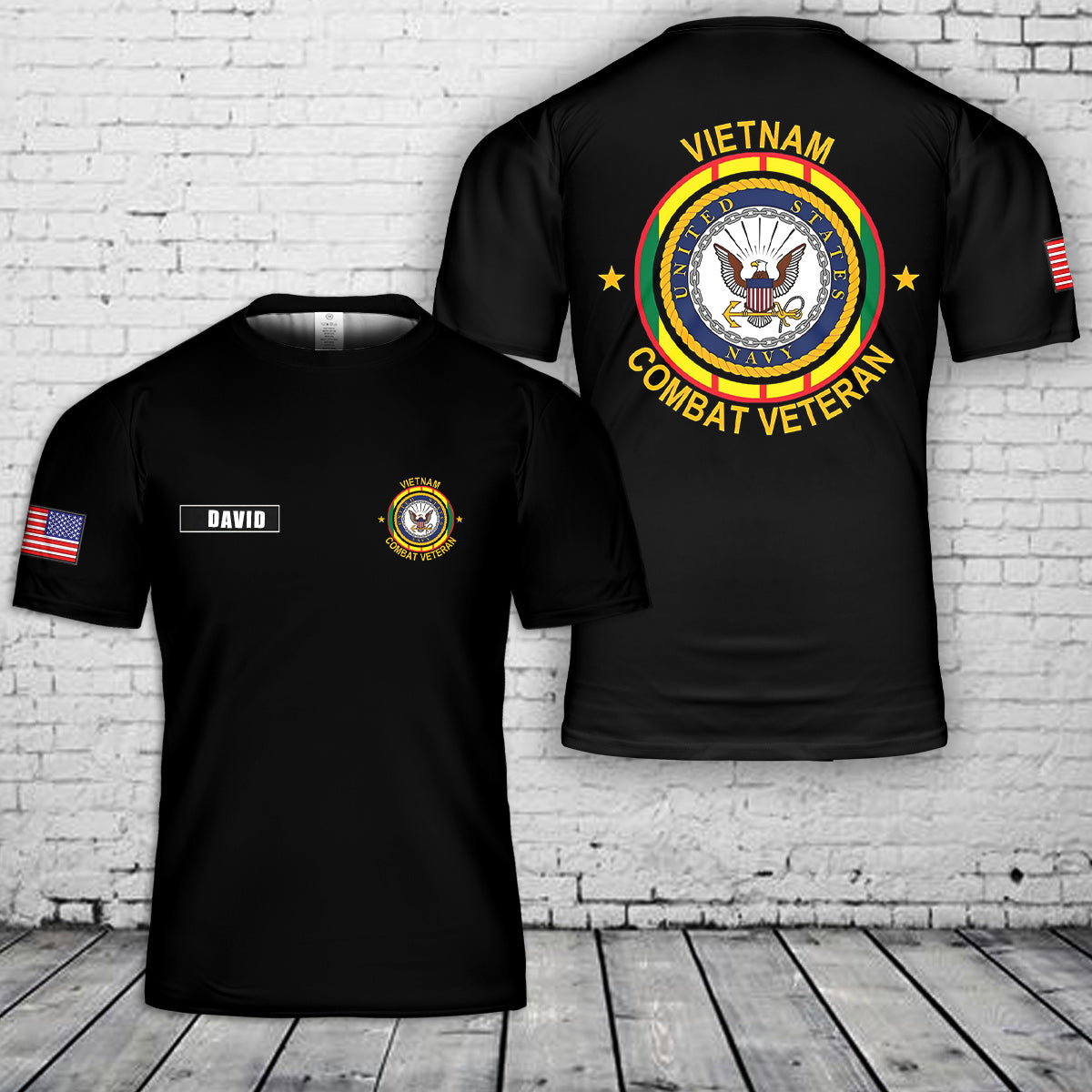 Custom name US Navy Vietnam Combat Veteran 3D T-Shirt