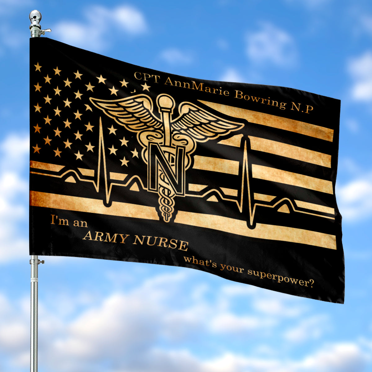 Custom text Army Nurse Flag