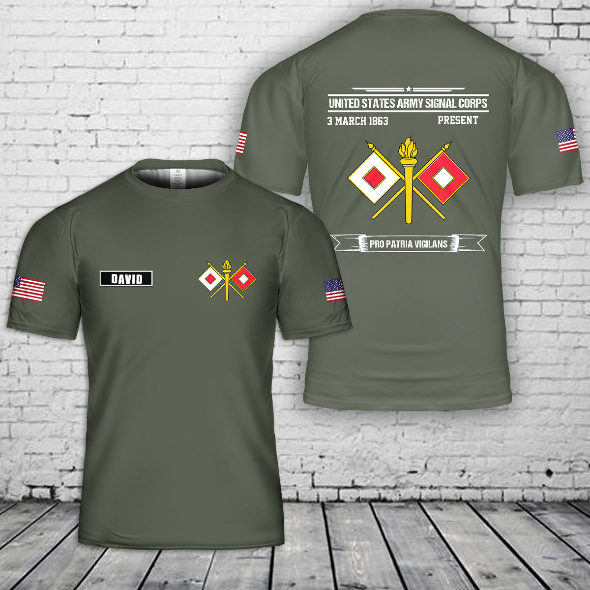 Custom Name United States Army Signal Corps 3D T-Shirt
