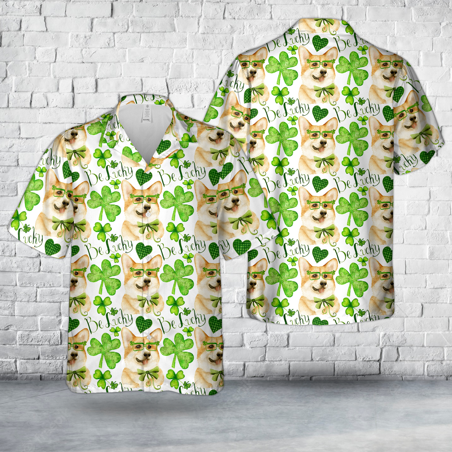 Cute Corgi St Patrick's Day Hawaiian Shirt