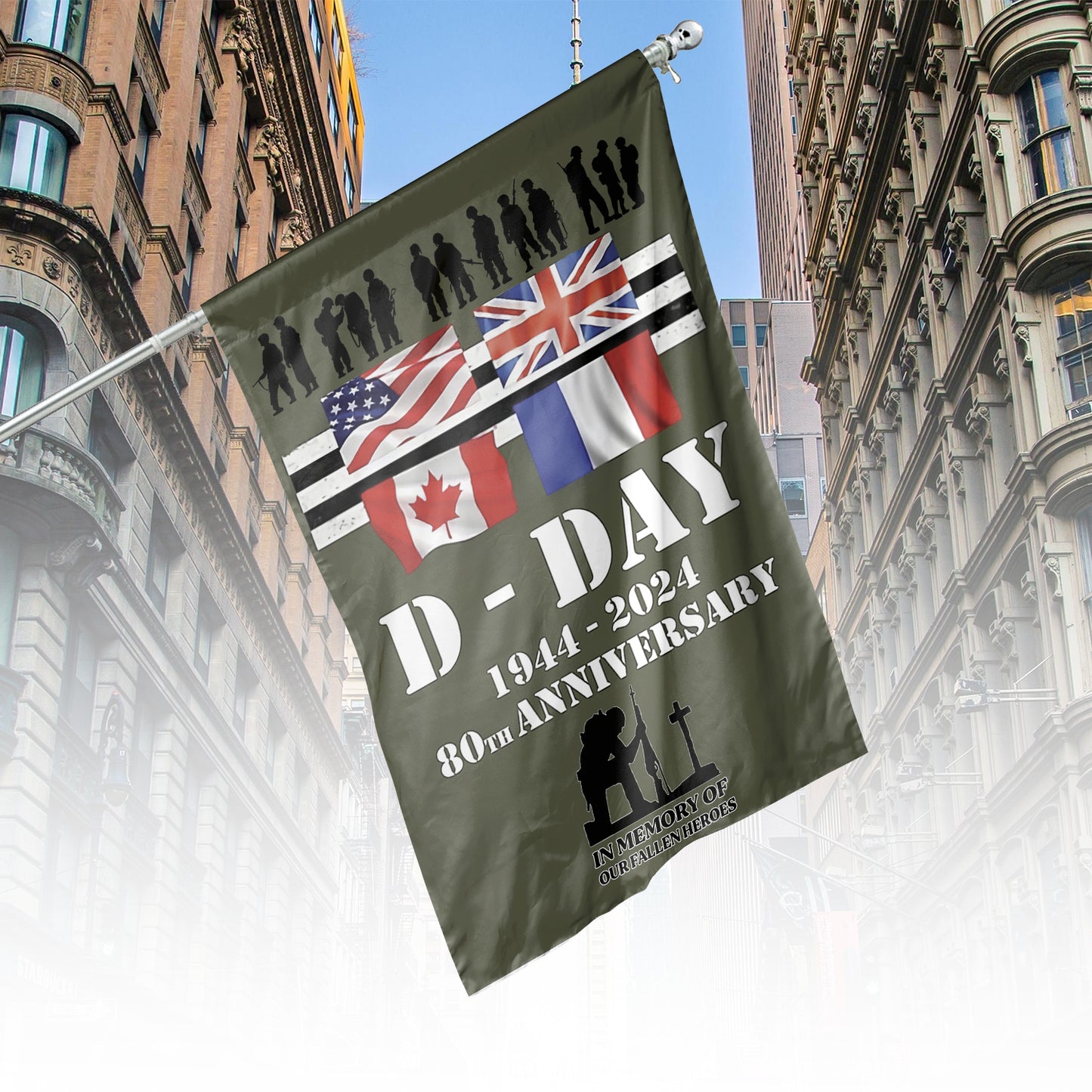 D-Day 80th Anniversary 1944-2024 Flag