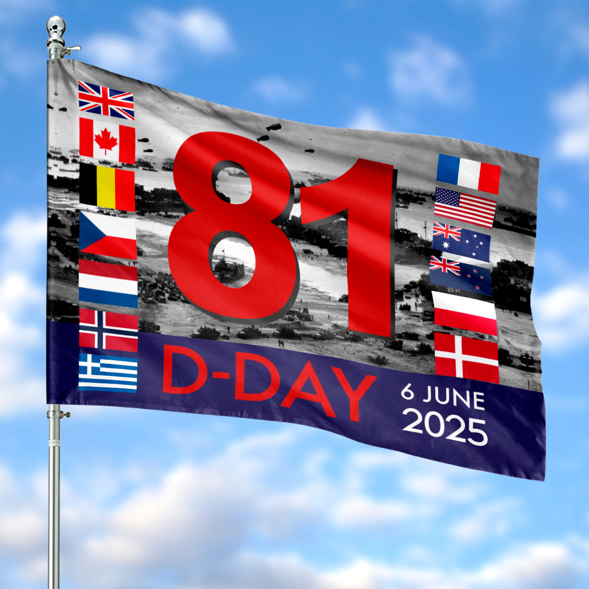D-Day Anniversary 81st Anniversary 1944-2025 Flag