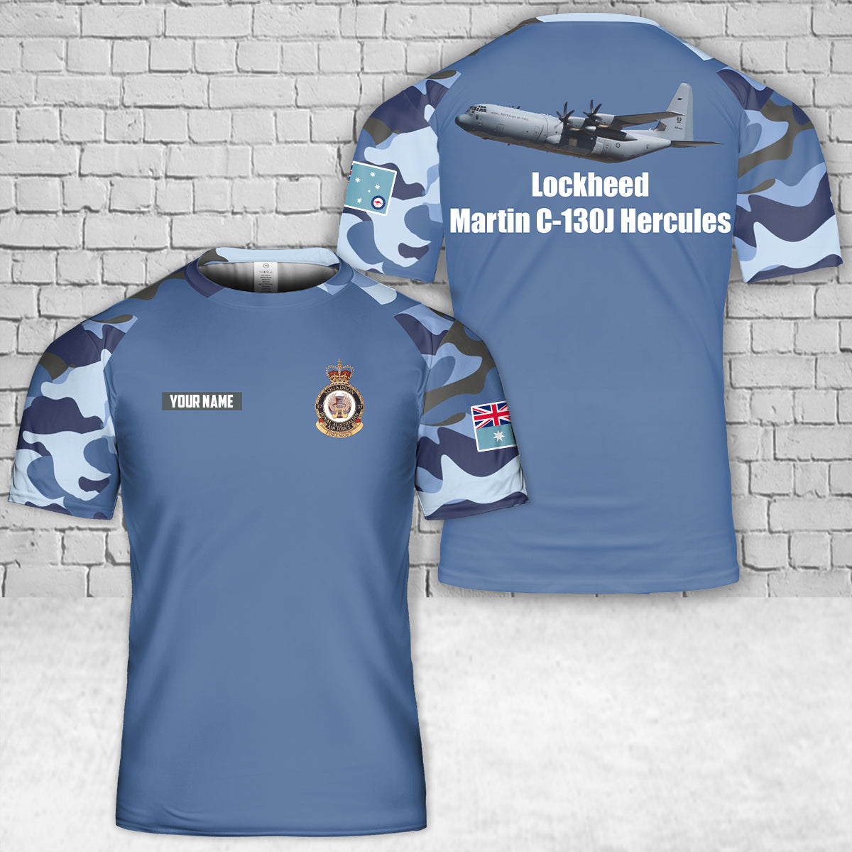 Custom Name Royal Australian Air Force No. 37 Squadron RAAF Lockheed Martin C-130J Hercules T-Shirt 3D