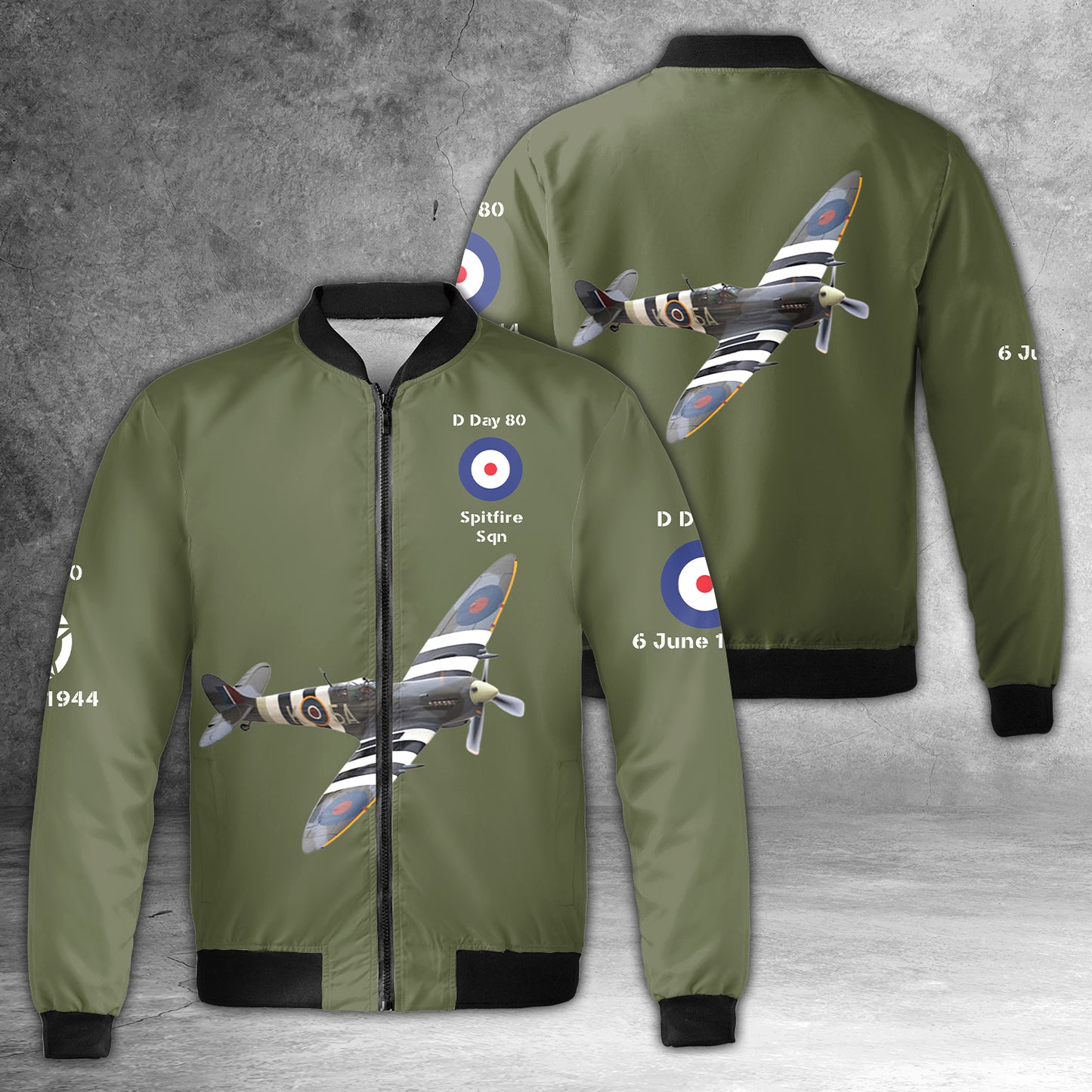 D Day 80 War Festival WW2 AOP Fleece Bomber Jacket