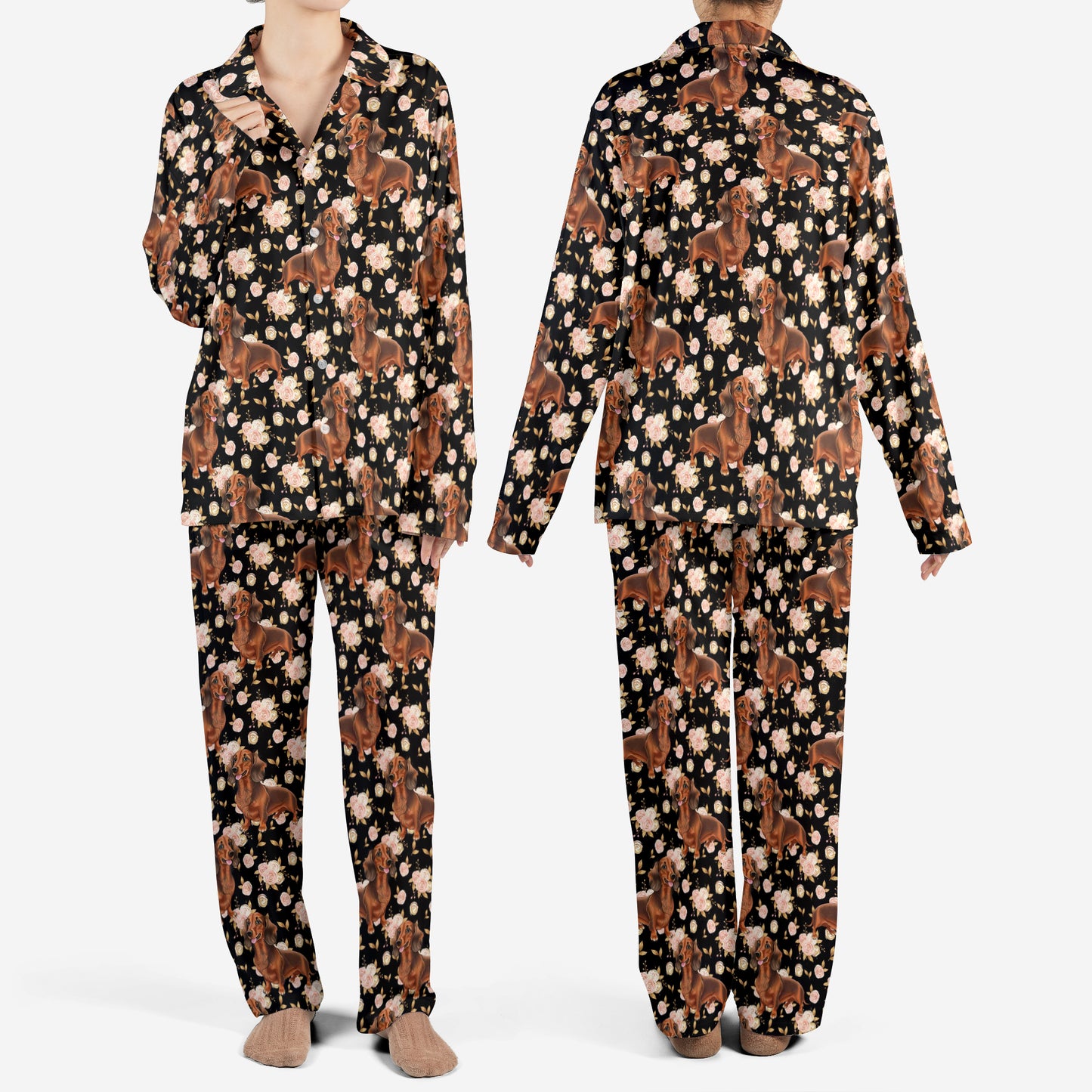 Dachshund Flower AOP Pajamas Set