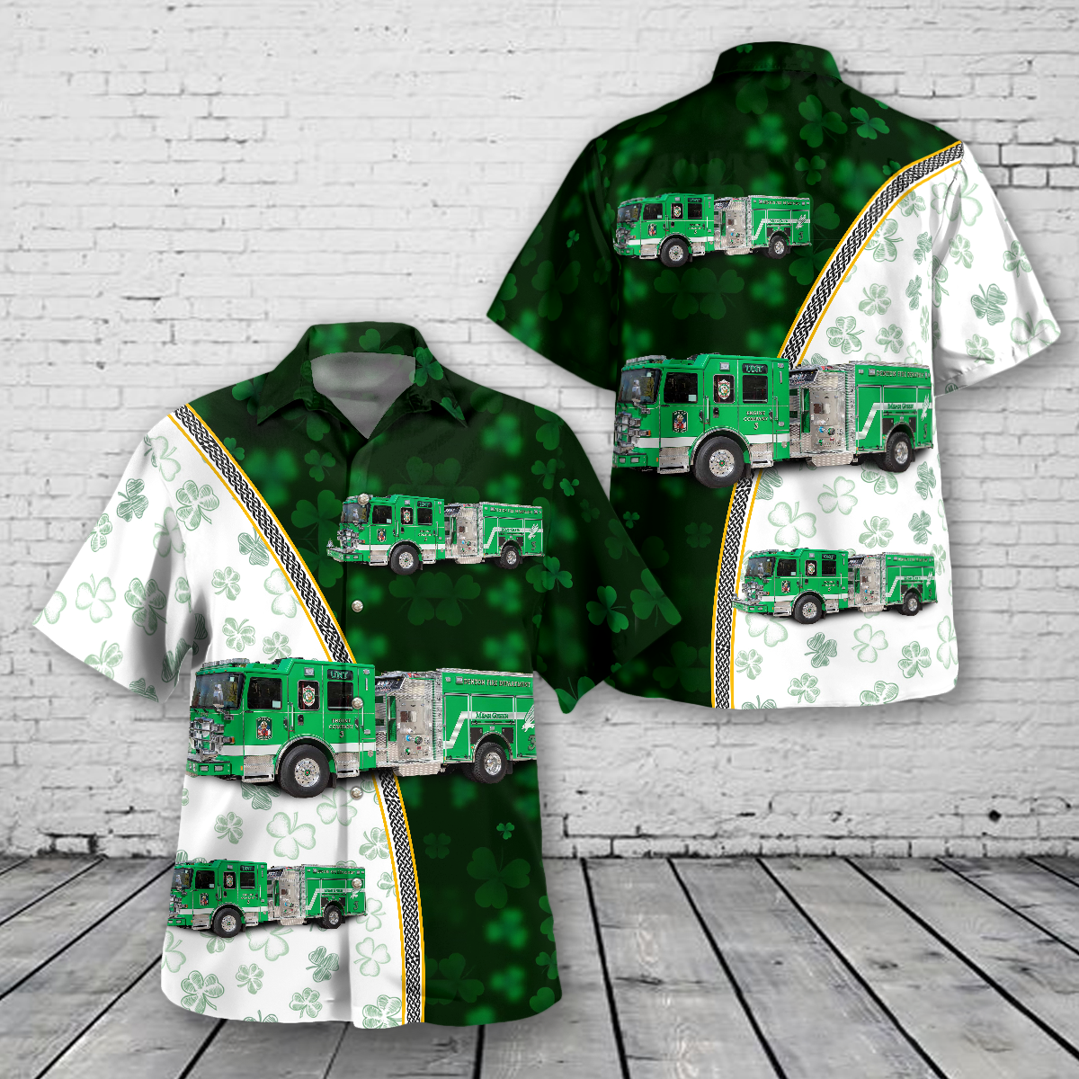 Denton, Texas, Denton Fire Department, St Patrick's Day Hawaiian Shirt