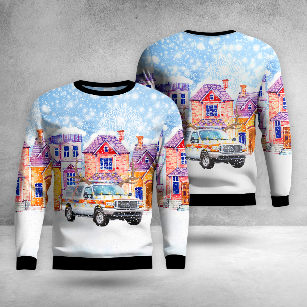 Denver, Colorado, Denver Health Paramedic EMS Command Vehicle Christmas AOP Sweater