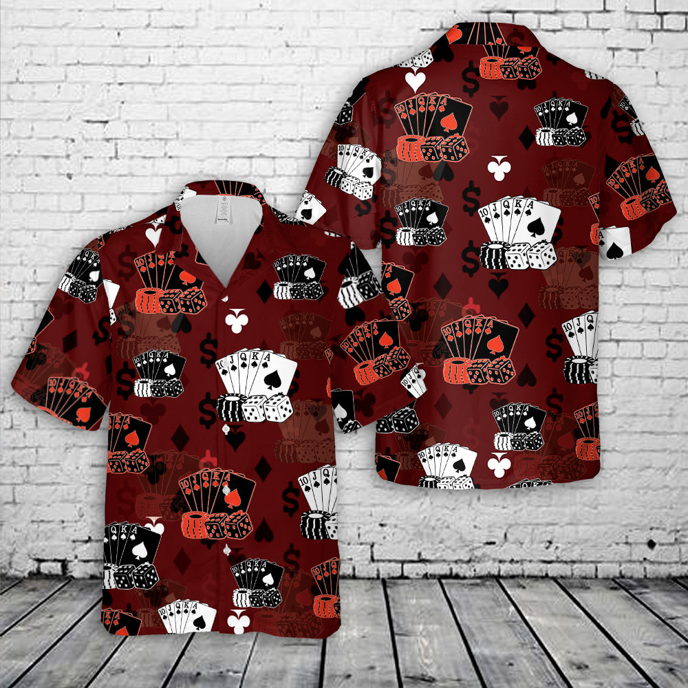 Dice Cards Poker Chips Casino Hawaiian Shirt