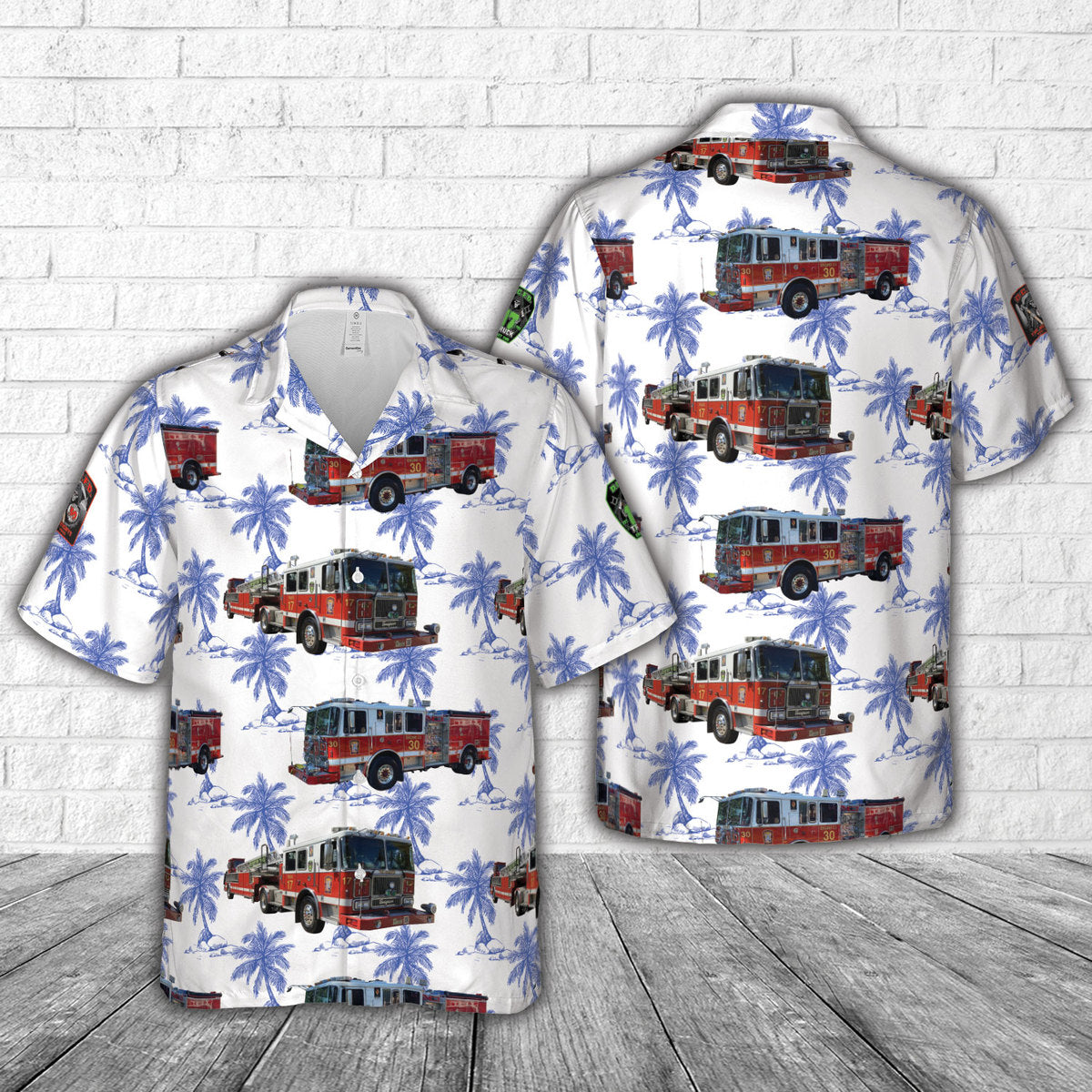 District of Columbia Fire and Emergency Medical Services Department Engine 30 & Truck 17 Da' Heights Hawaiian Shirt