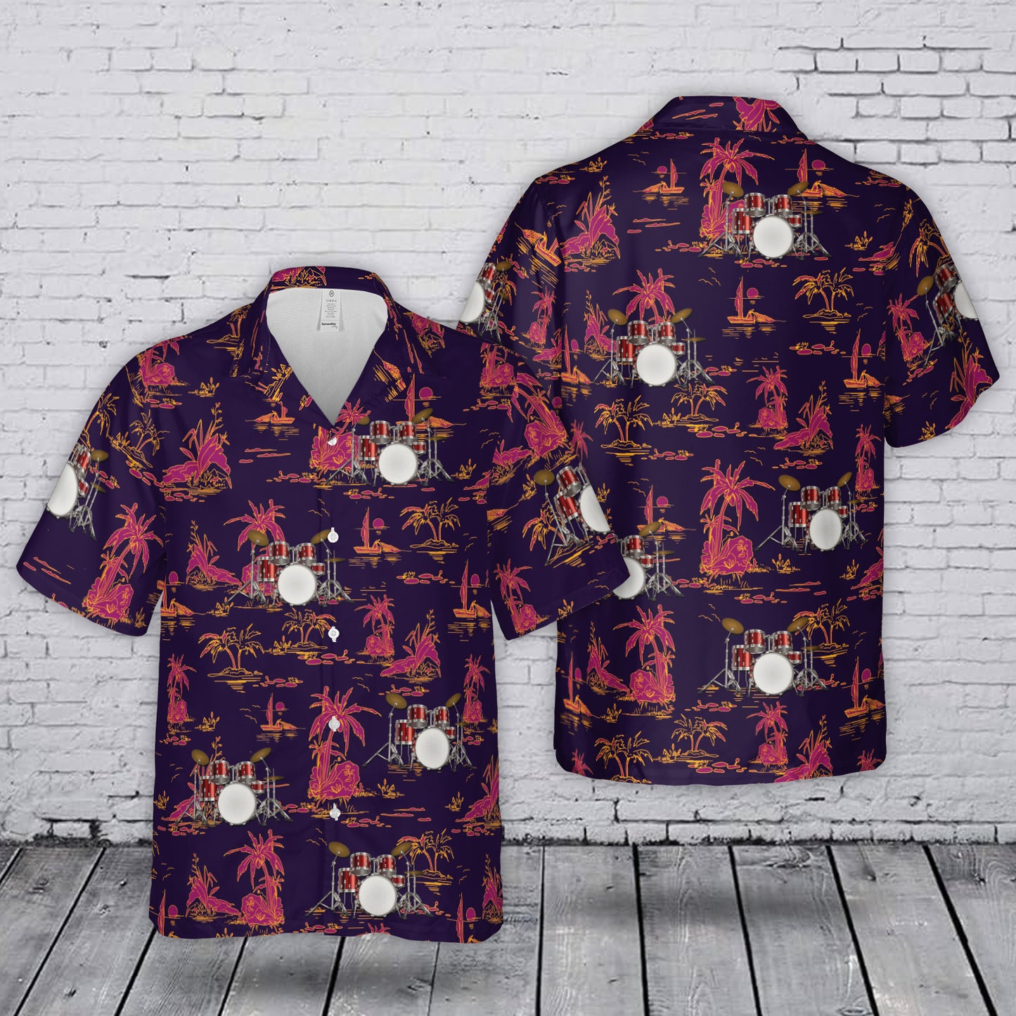 Drums Musical Instrument Tropical Hawaiian Shirt Hawaiian Shirt