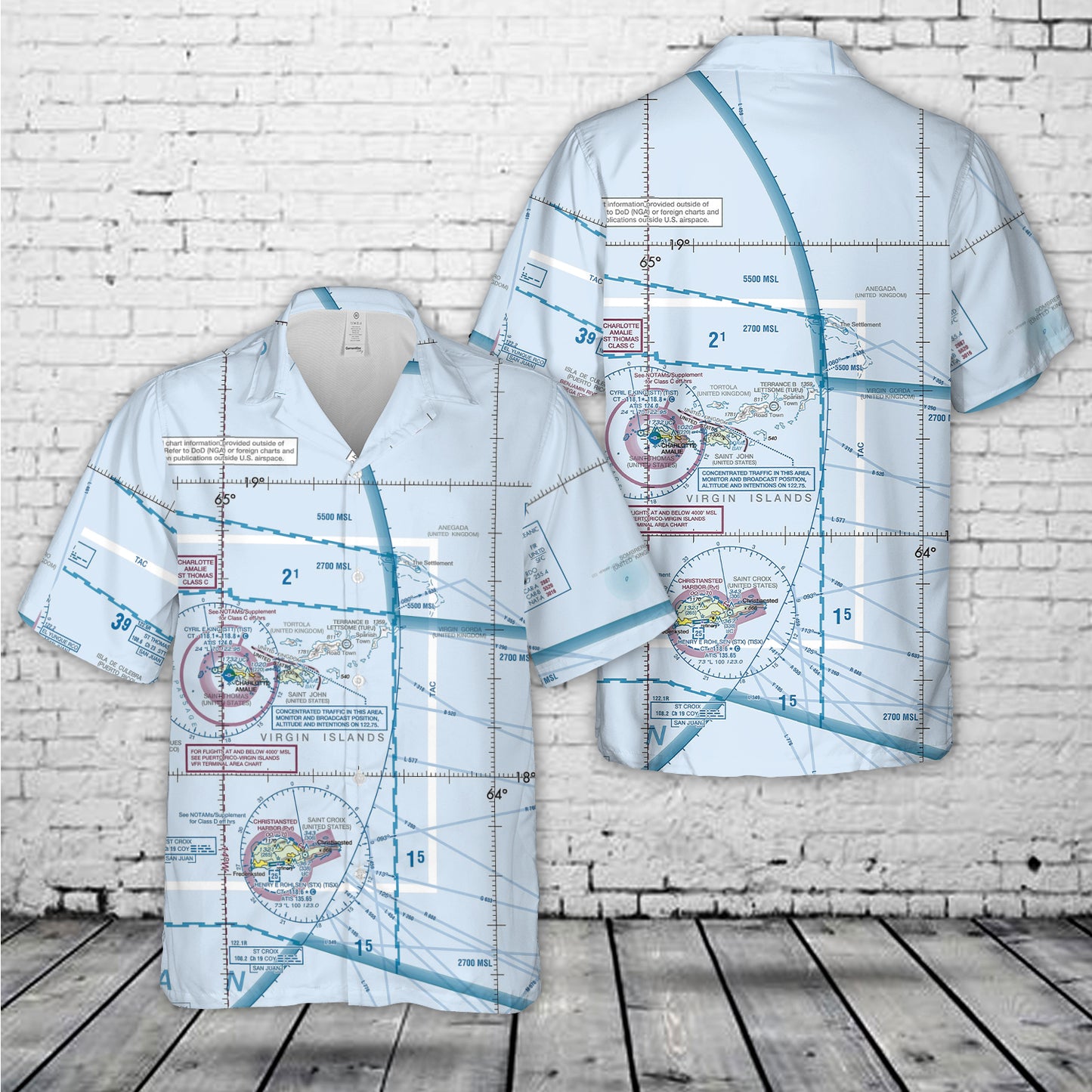 EIS, Tortola BVI Avitation Chart Hawaiian Shirt