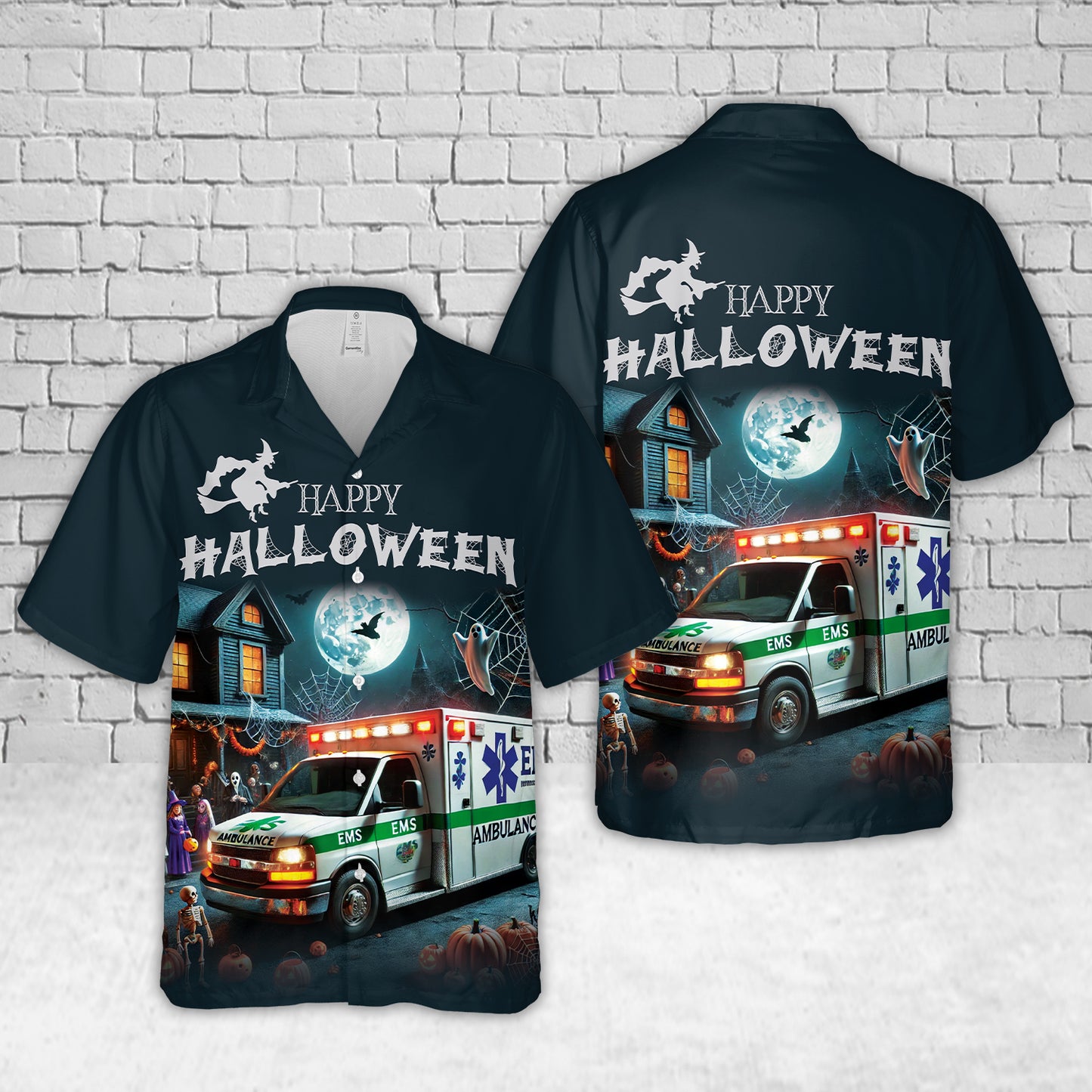 EMS Ambulance Halloween Hawaiian Shirt