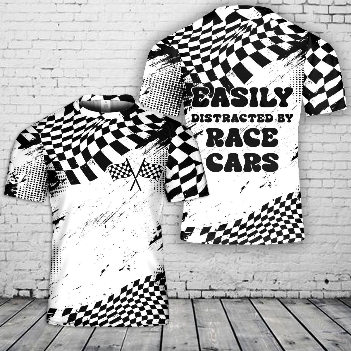 Easily Distracted by Race Cars 3D T-Shirt