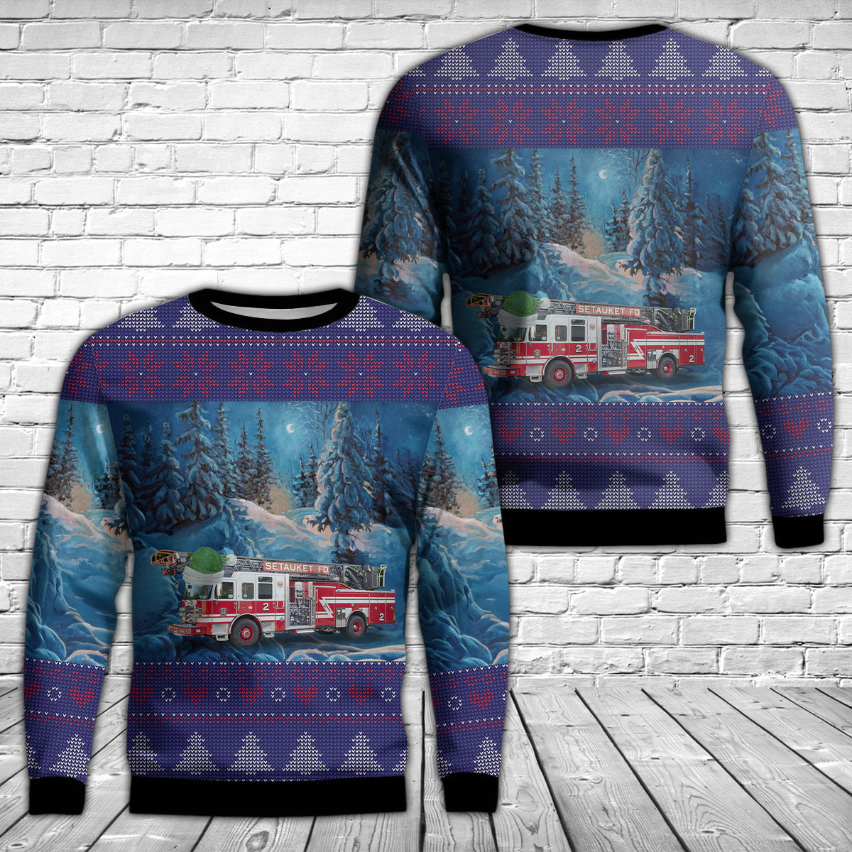 East Setauket, New York, Setauket Fire Department Christmas AOP Sweater