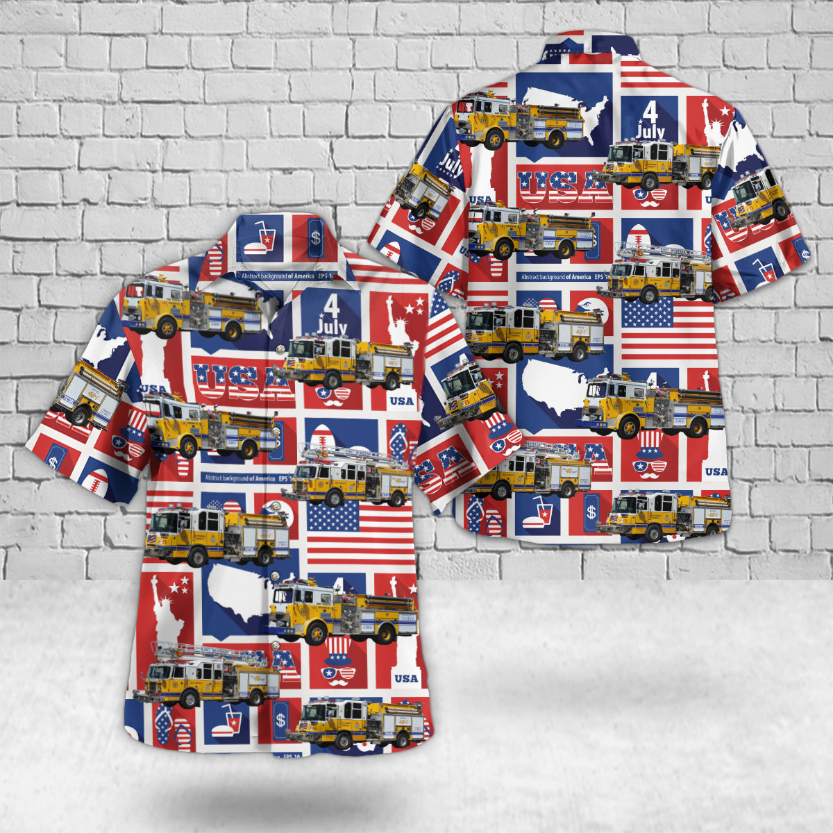 East Windsor, New Jersey, East Windsor Fire Company #2, 4th Of July Hawaiian Shirt