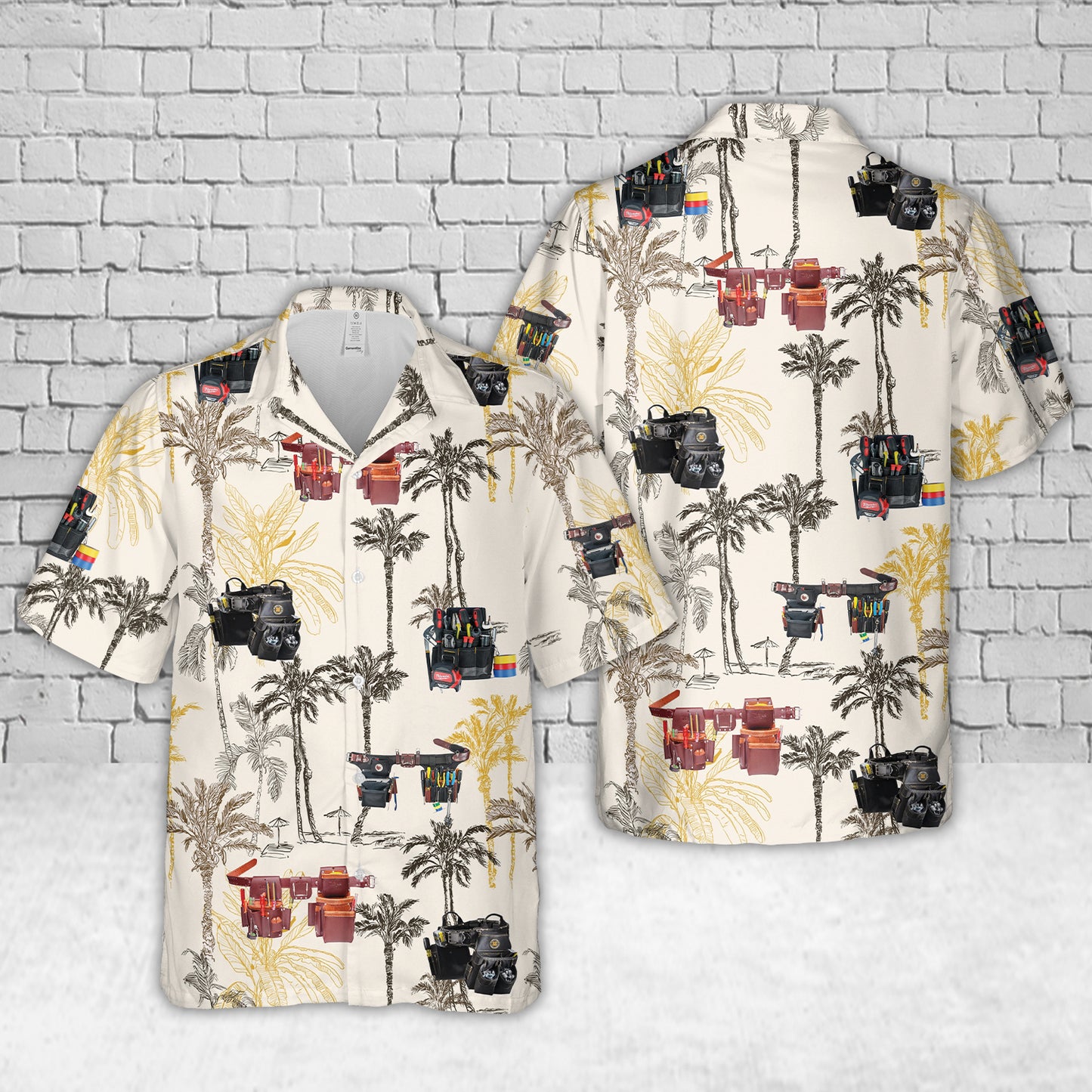 Electrician Tool Belt and Tools Hawaiian Shirt