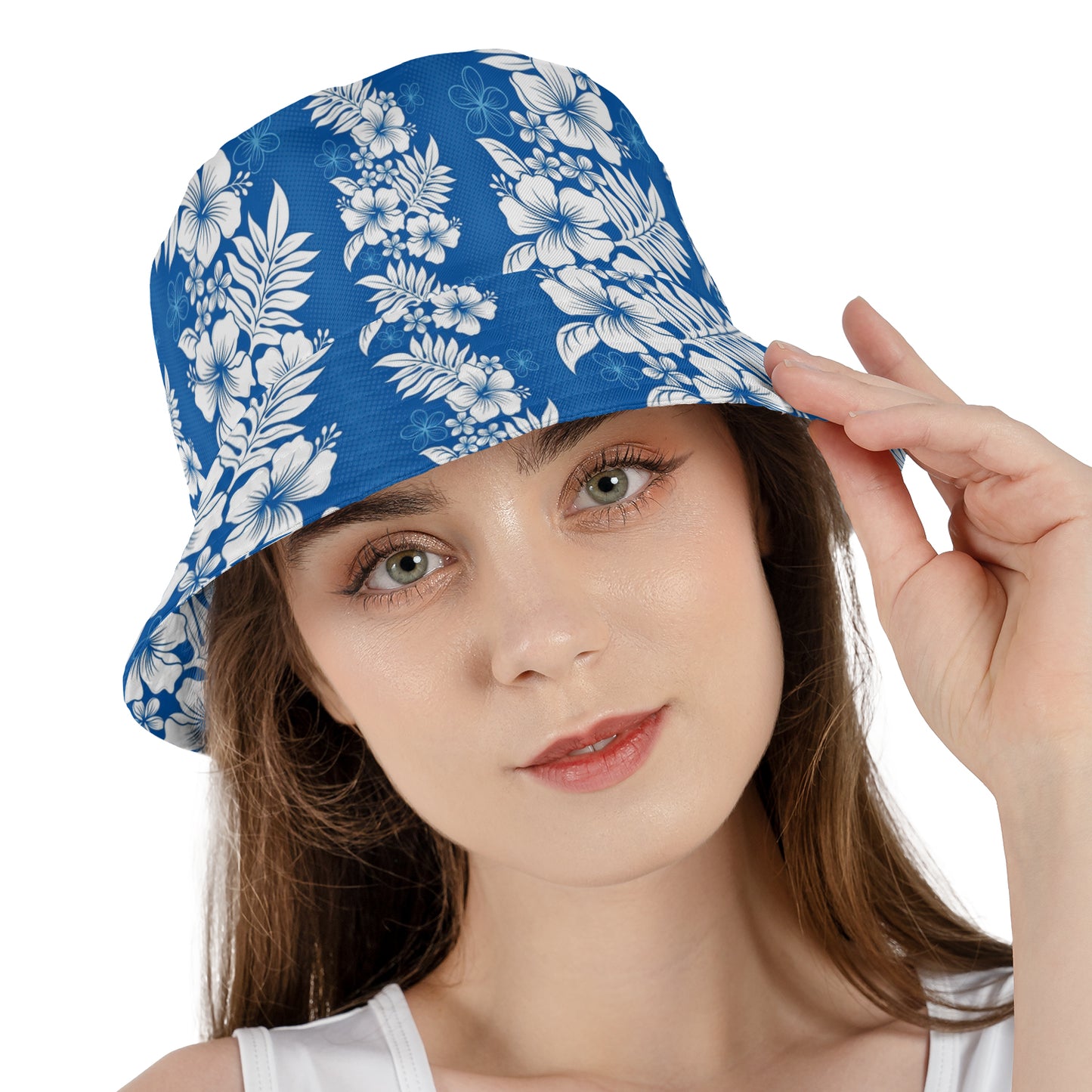 Elegant Tropical Hibiscus Flowers Seamless Reversible Bucket Hat