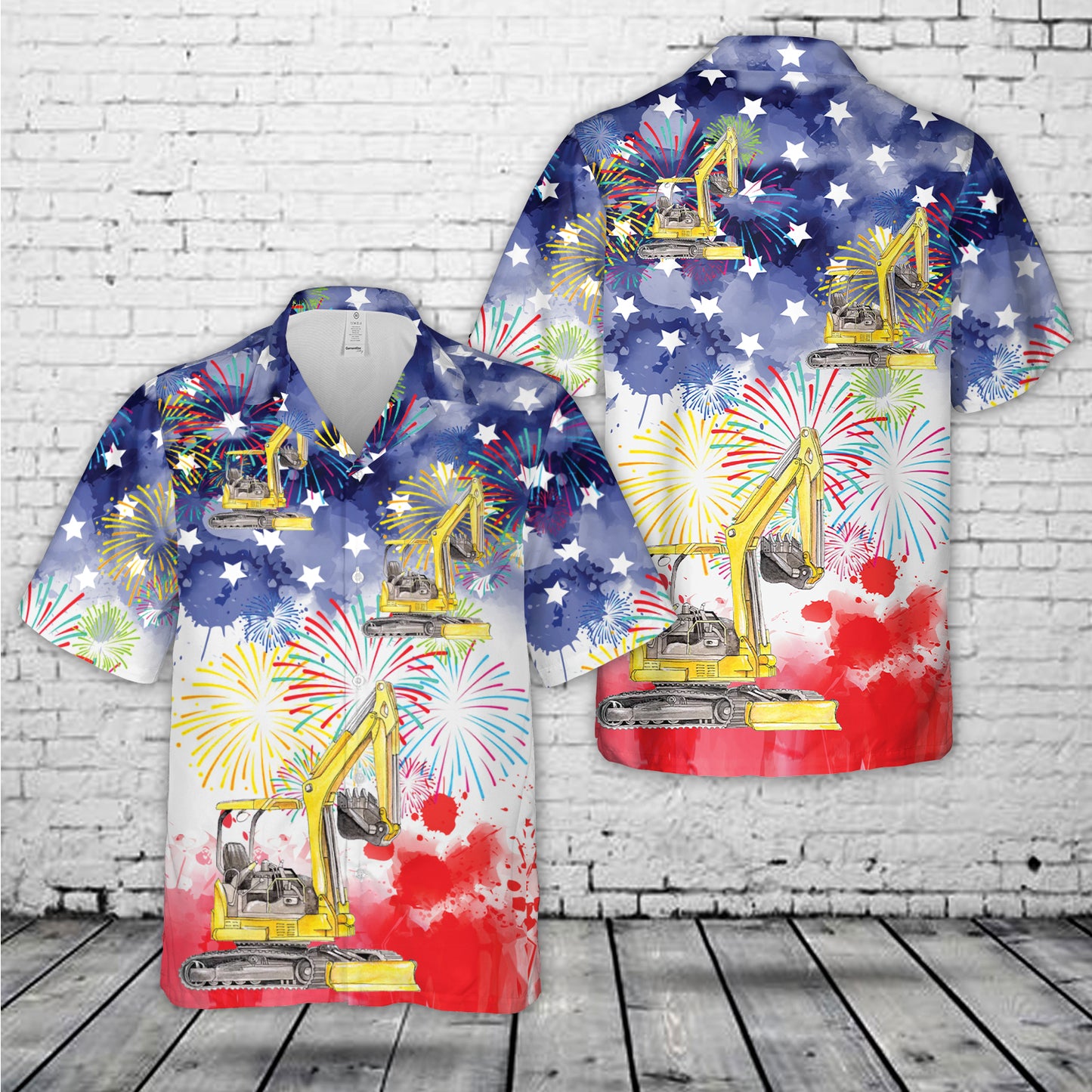 Excavator Backhoe construction, 4th Of July Hawaiian Shirt