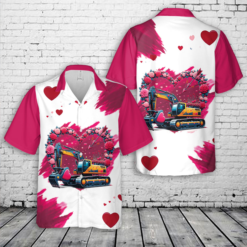Excavator Happy Valentine's Day Hawaiian Shirt