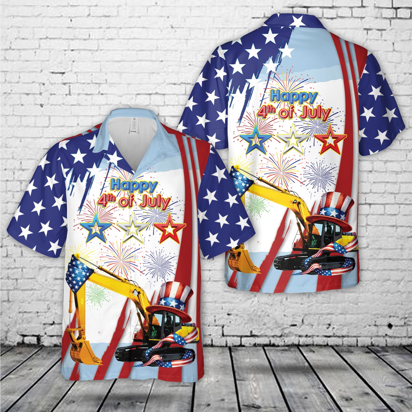 Excavator, 4th Of July Hawaiian Shirt