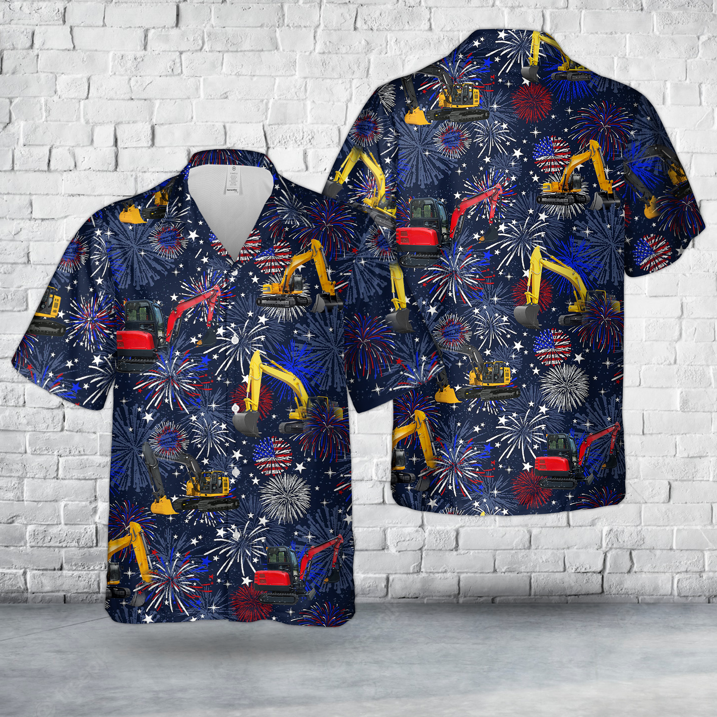 Excavator, 4th Of July Hawaiian Shirt