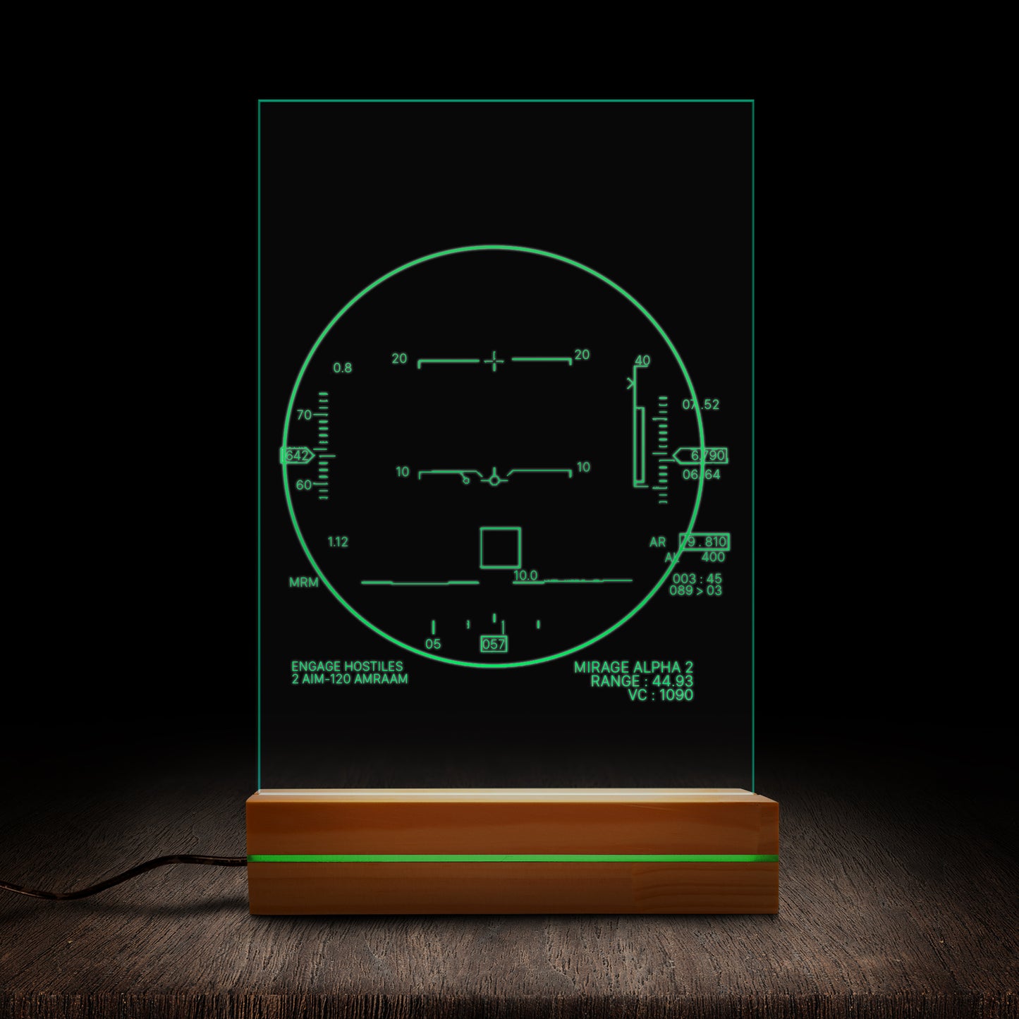 F-15 Missile Lock Head Up Display Custom Shape Photo Night Light