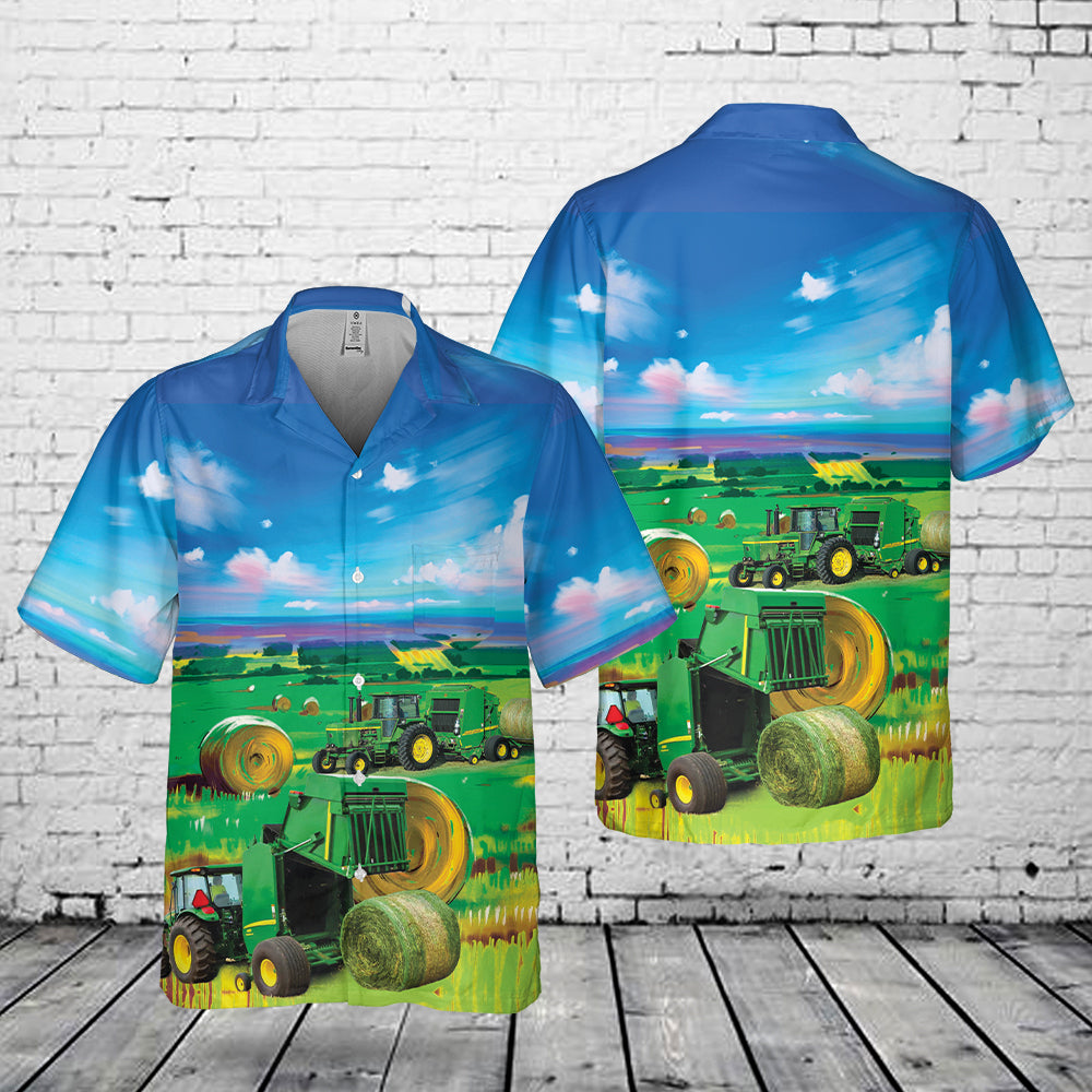 Farm Round Baler Pocket Hawaiian Shirt