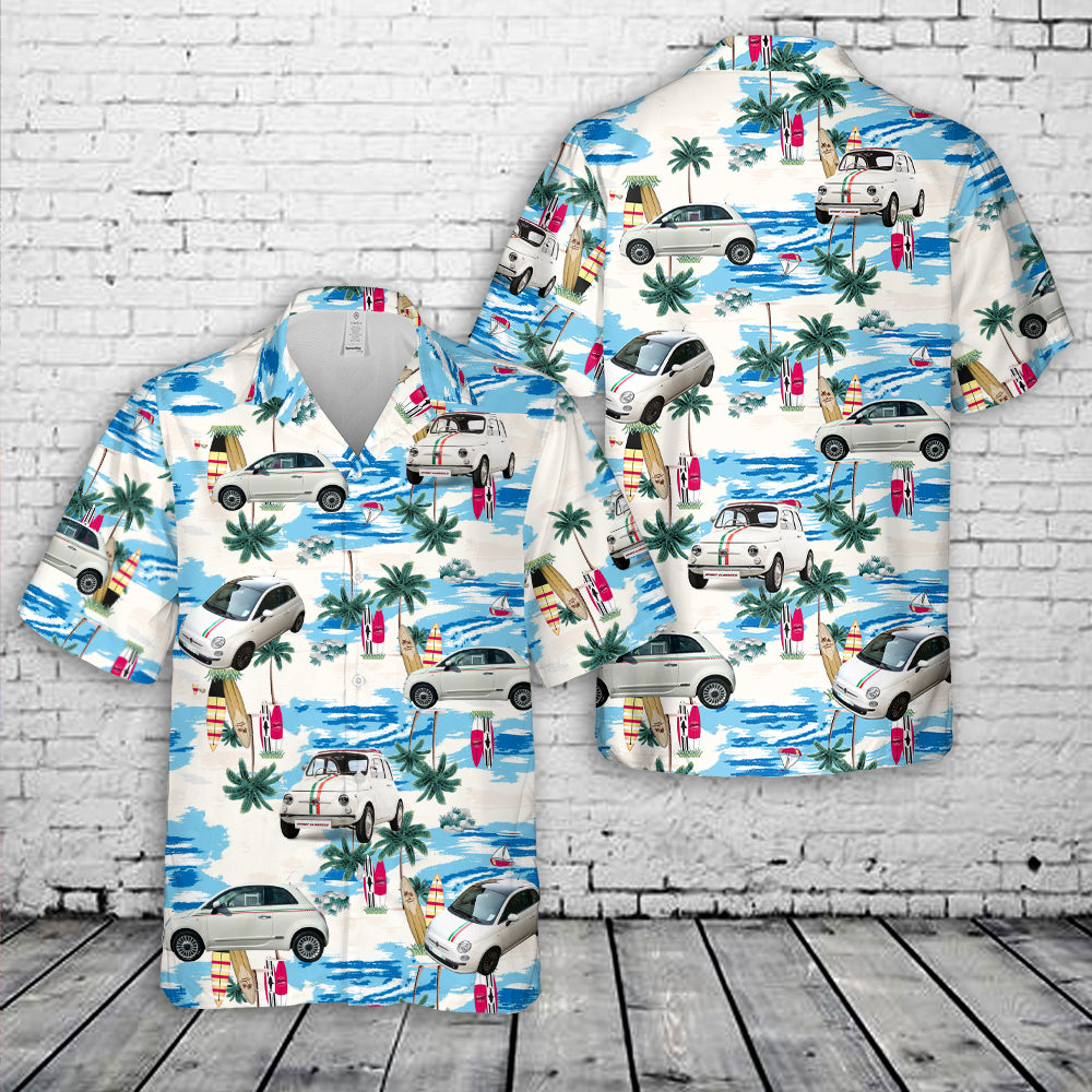 Fiat 500 with Italian racing stripe Hawaiian Shirt