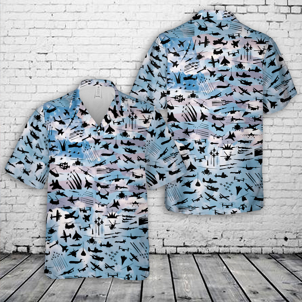 Fighter Jets on American Flag Hawaiian Shirt