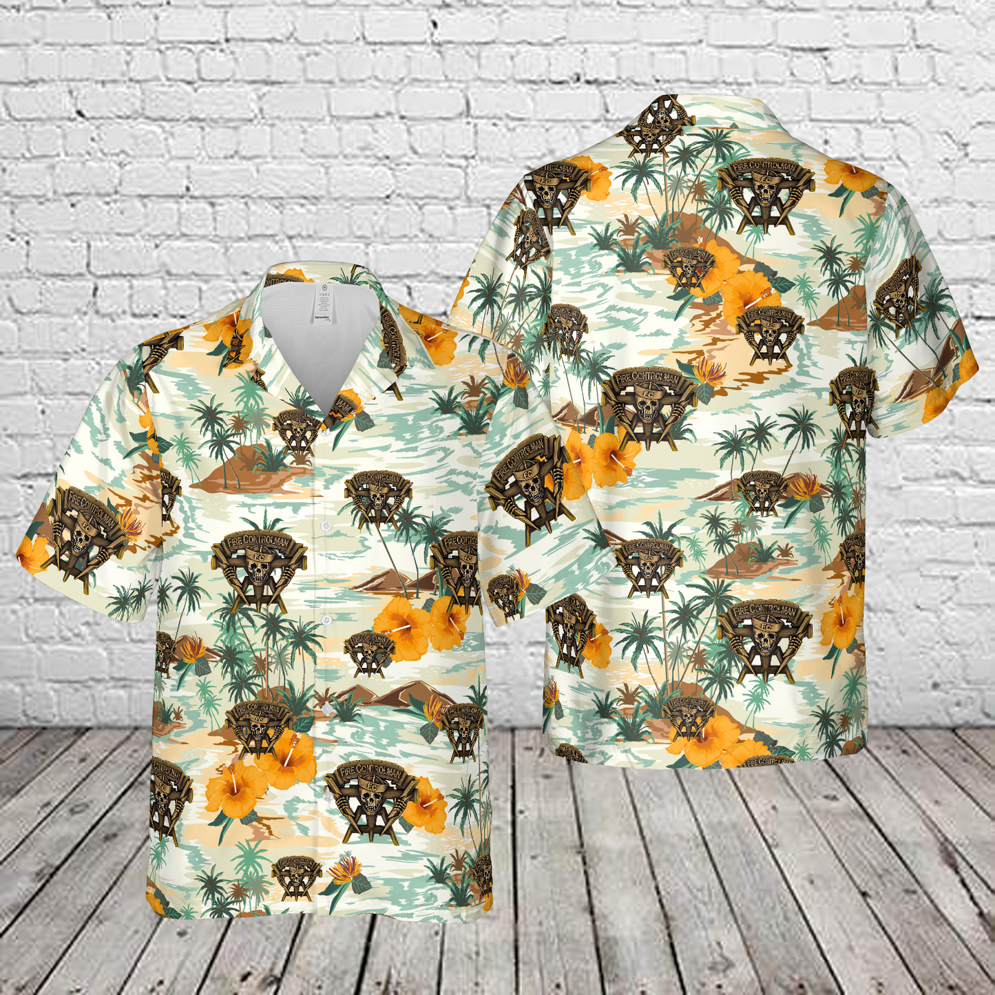 Fire Controlman Skull Hawaiian Shirt