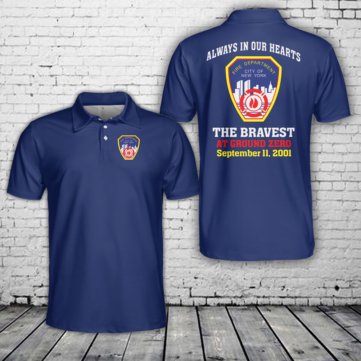 Fire Department of New York 9/11 Always in Our Hearts Polo Shirt
