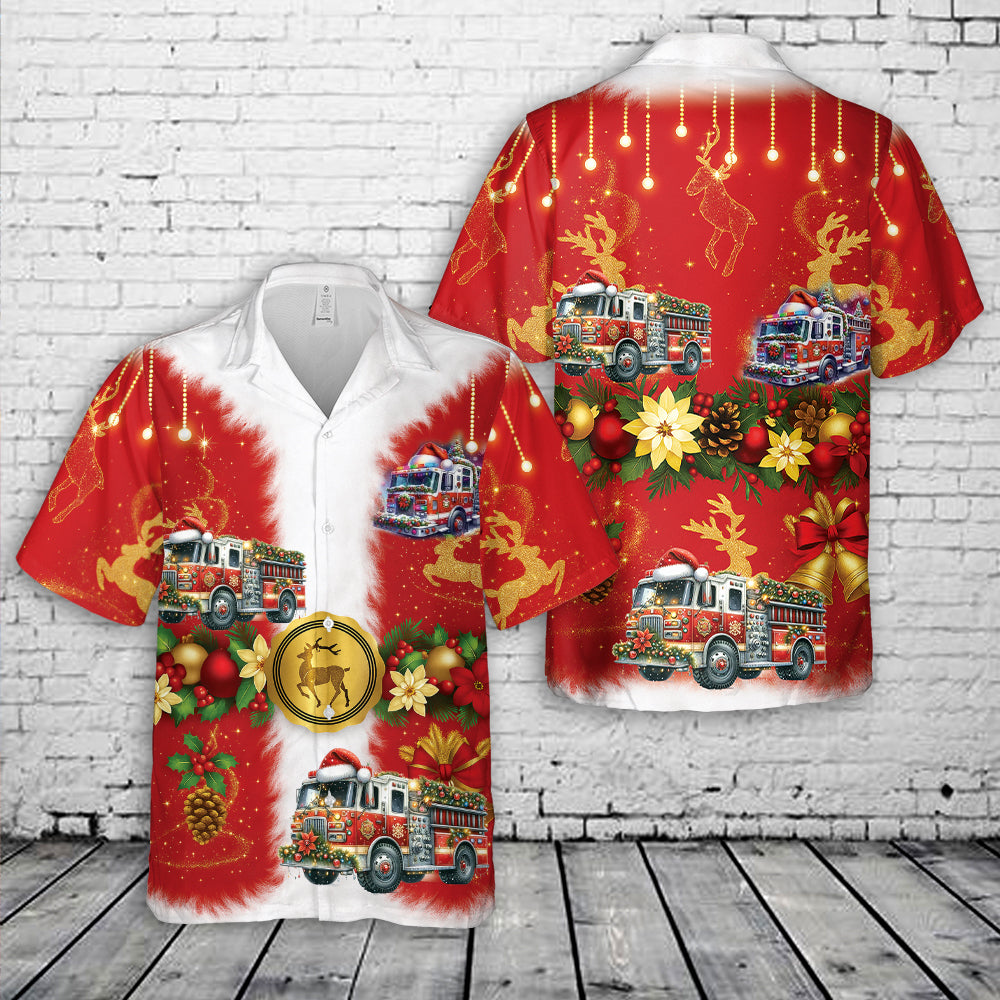 Fire Truck Firefighter Christmas Hawaiian Shirt