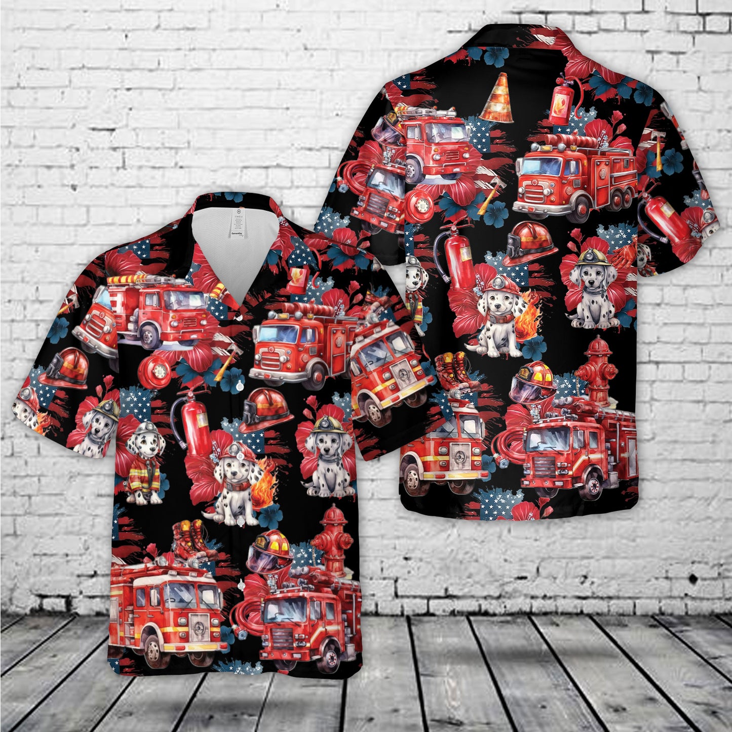 Fire Truck Hawaiian Shirt