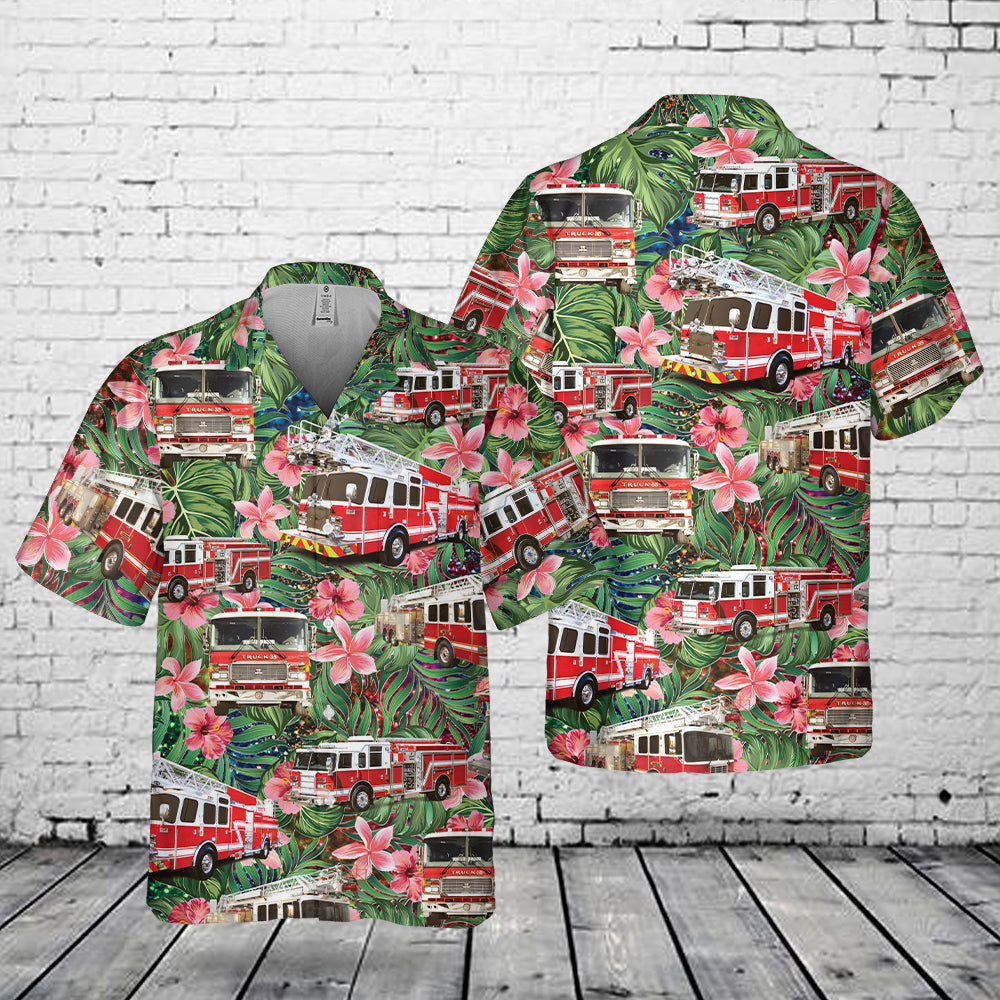 Fire Truck Hawaiian Shirt
