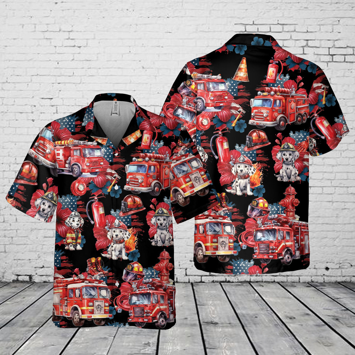 Fire Truck Pocket Hawaiian Shirt