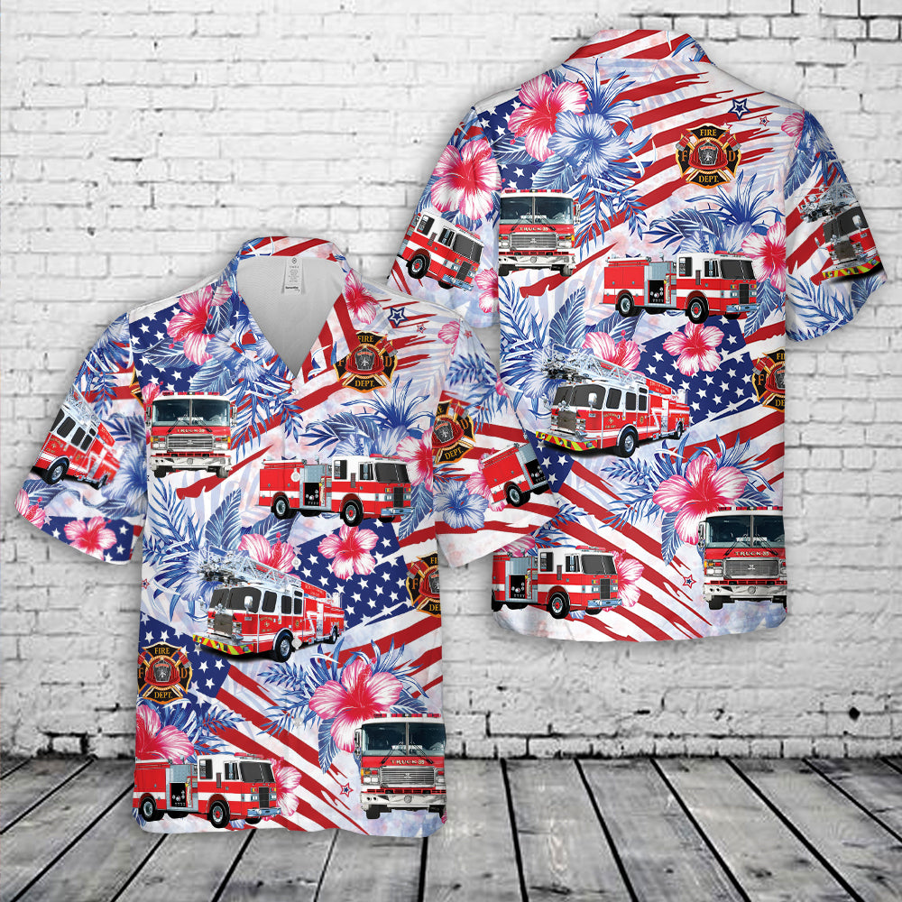Fire Trucks, 4th Of July Hawaiian Shirt