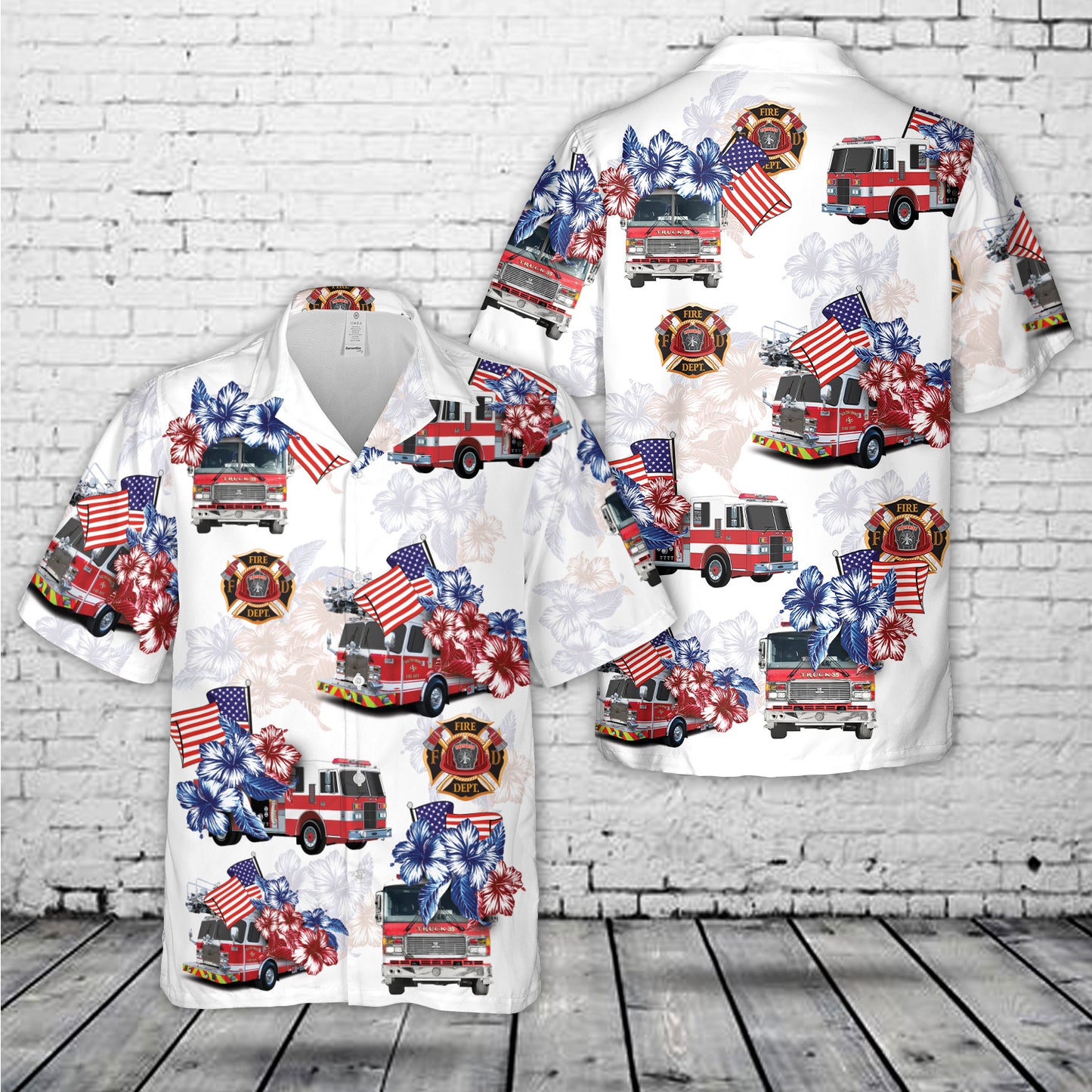 Fire Trucks Firefighter, 4th Of July Hawaiian Shirt