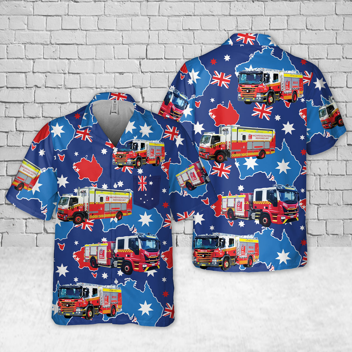 Fire and Rescue NSW (FRNSW) Australia Day Pocket Hawaiian Shirt