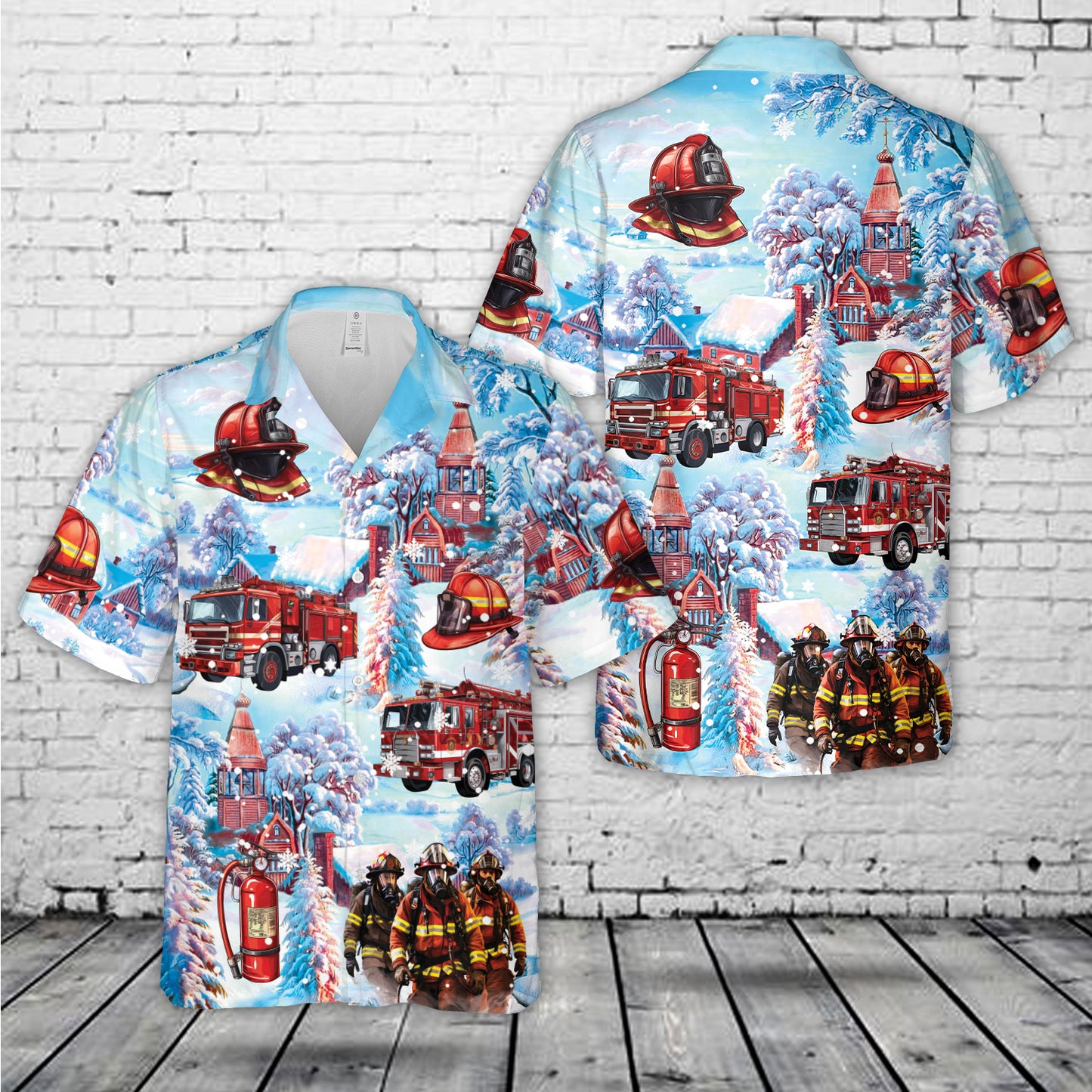Firefighter Fire Truck Christmas Hawaiian Shirt