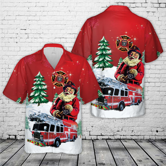 Firefighter Fire Truck Christmas Hawaiian Shirt